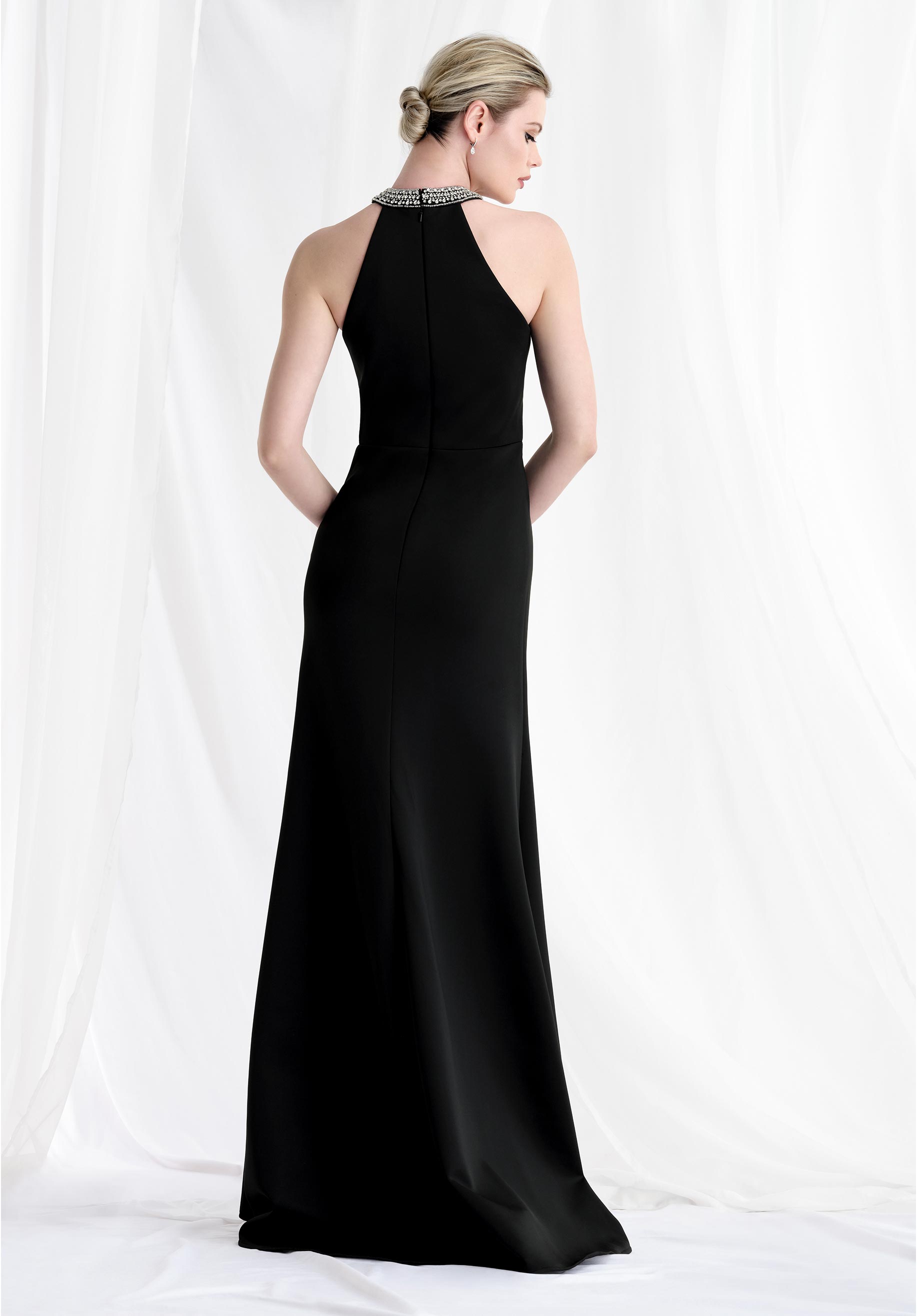 Formal Dresses Beaded Slit Long Formal Dress Black