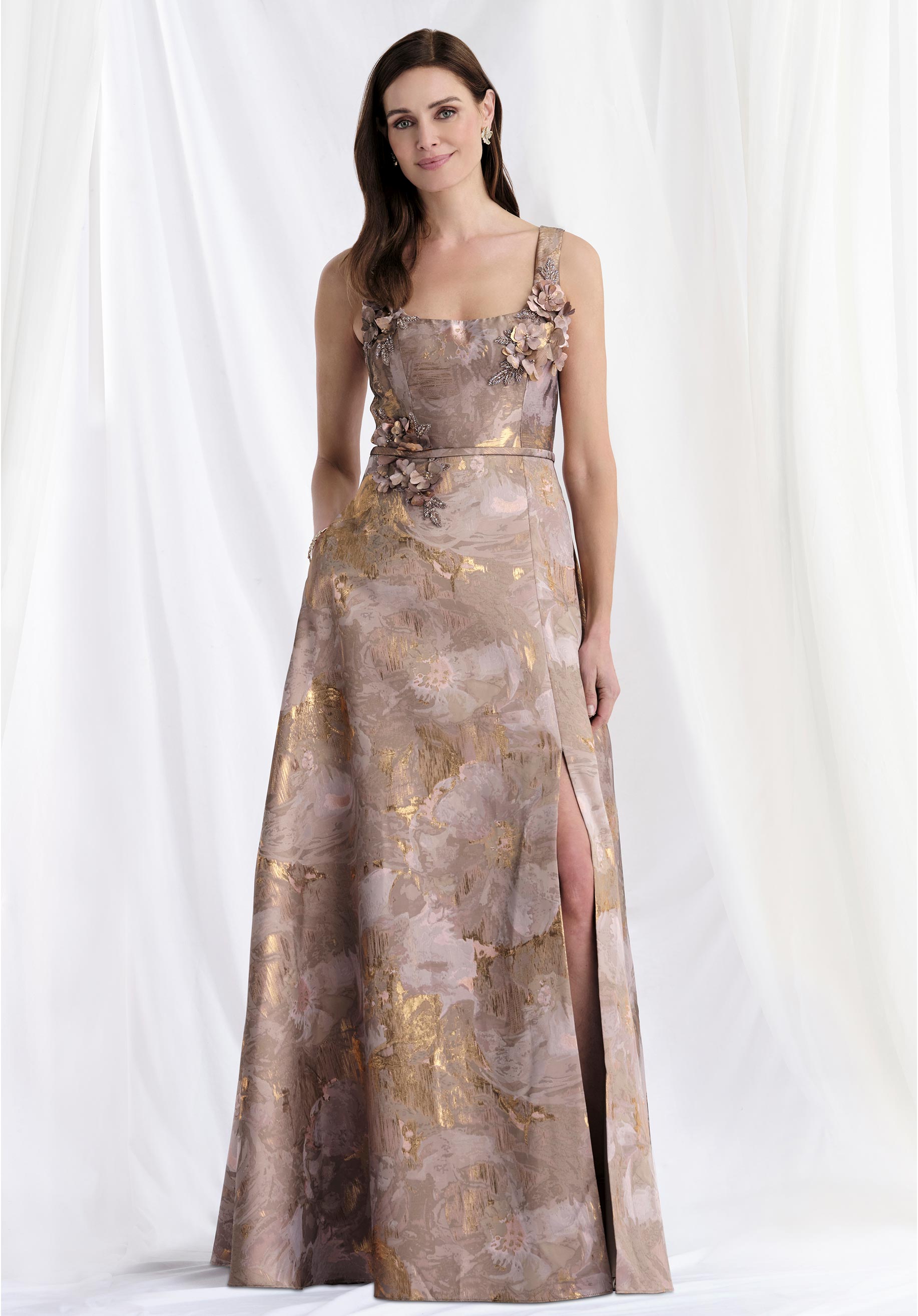 Mother of the Bride Dresses A Line Beaded Long Formal Dress Mocha