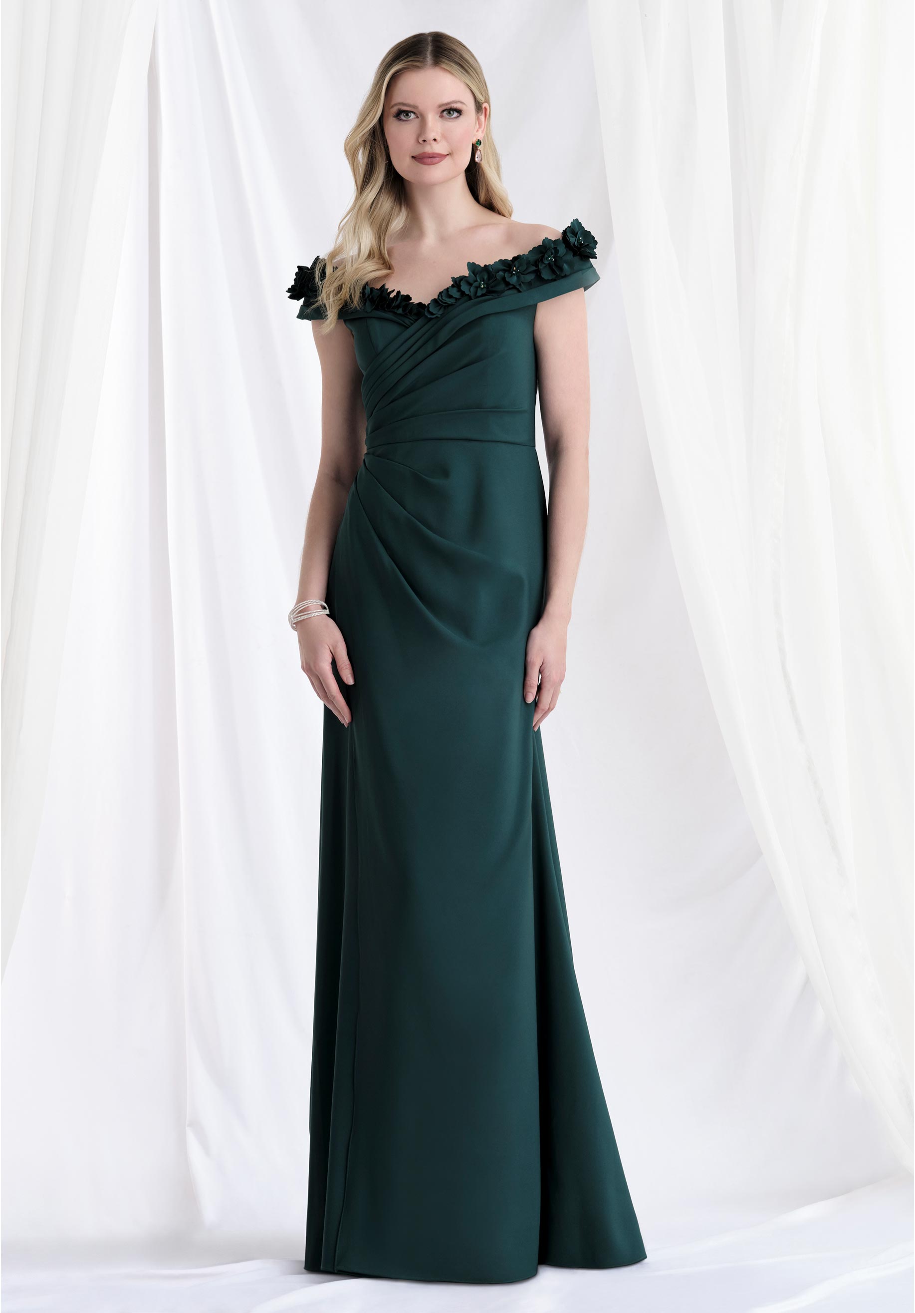 Formal Dresses Long Formal Floral Beaded Dress Emerald