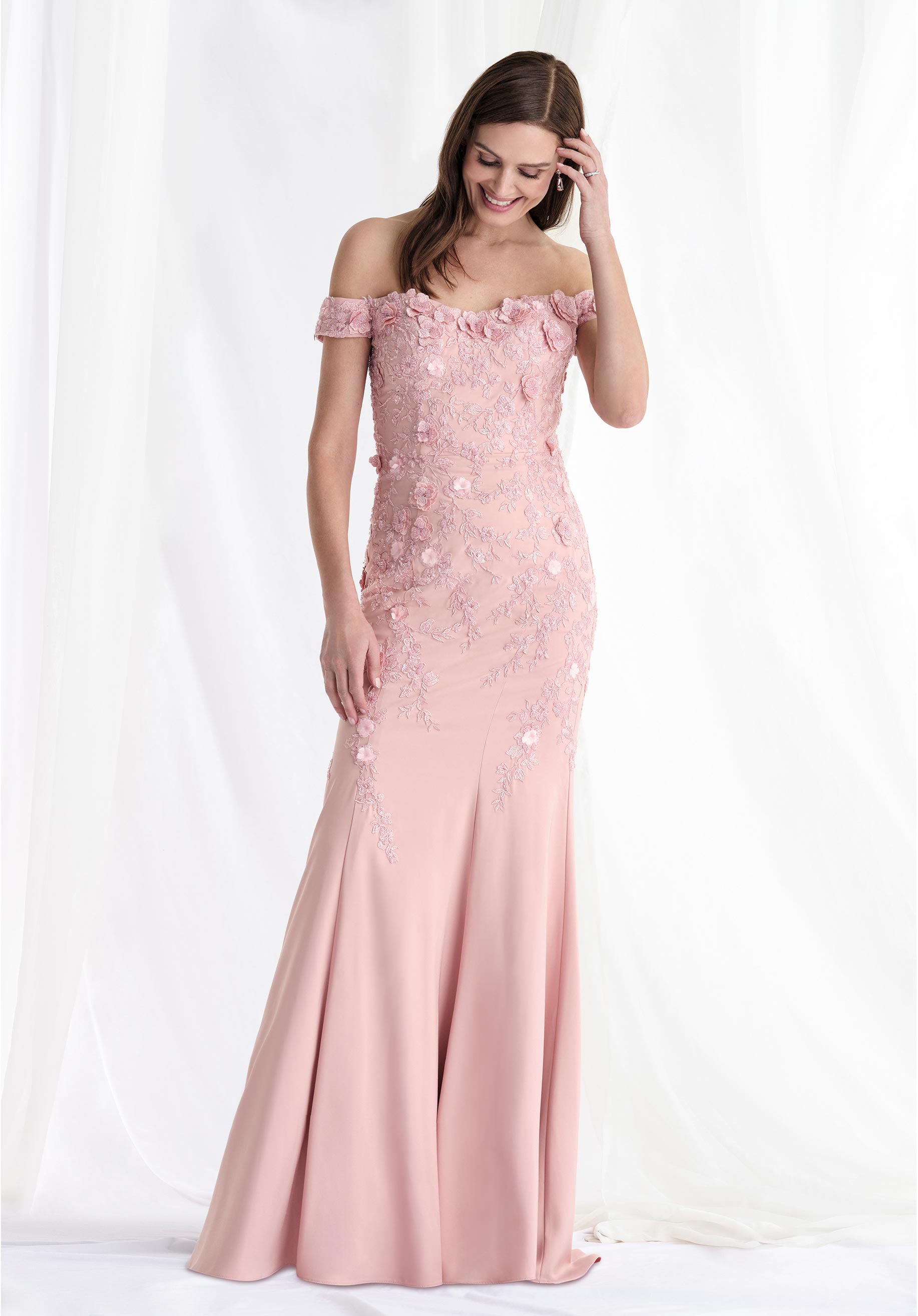 Formal Dresses Beaded Floral Long Formal Dress Dusty Rose