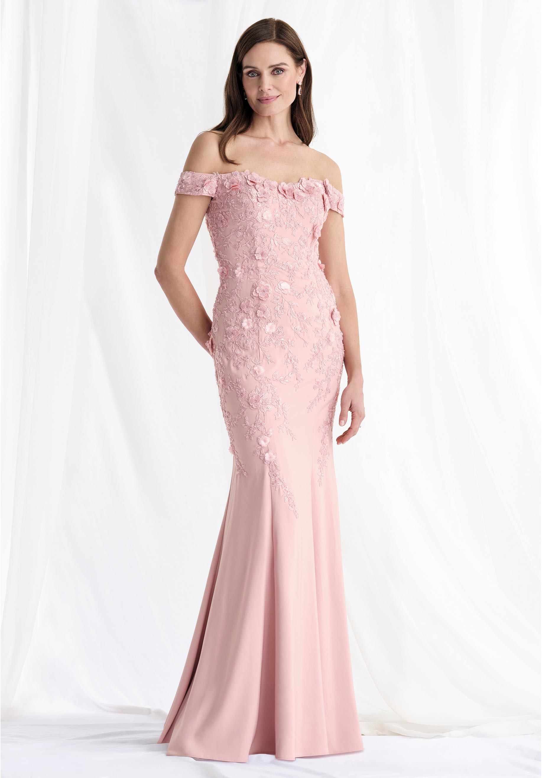 Formal Dresses Beaded Floral Long Formal Dress Dusty Rose