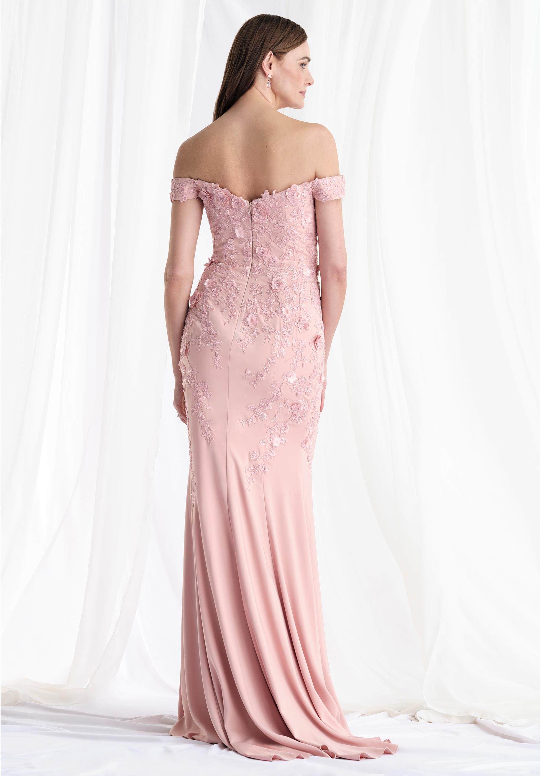 Formal Dresses Beaded Floral Long Formal Dress Dusty Rose