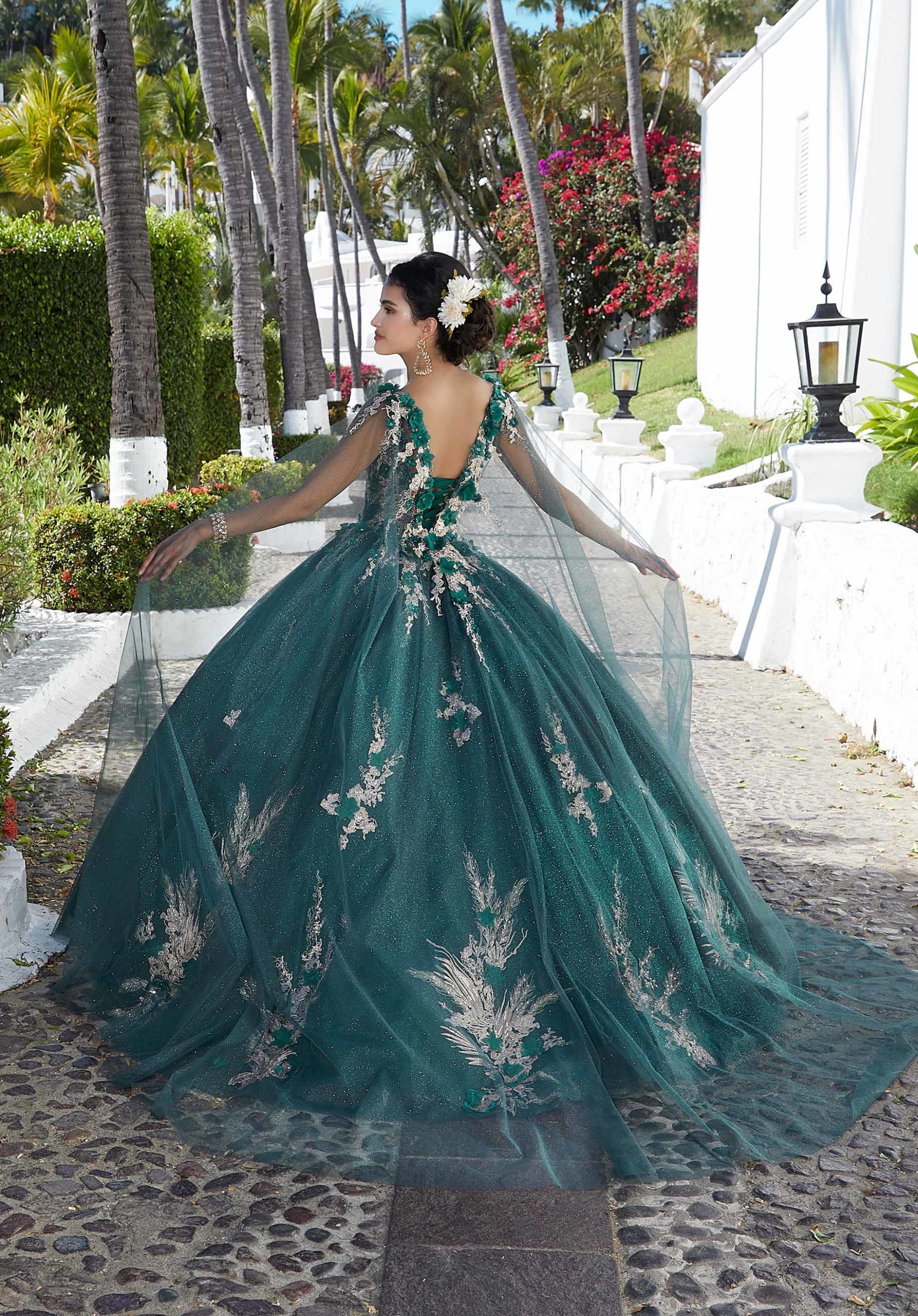 V-Neck Floor-Length Tulle Prom Ball Gown MGNY 89362