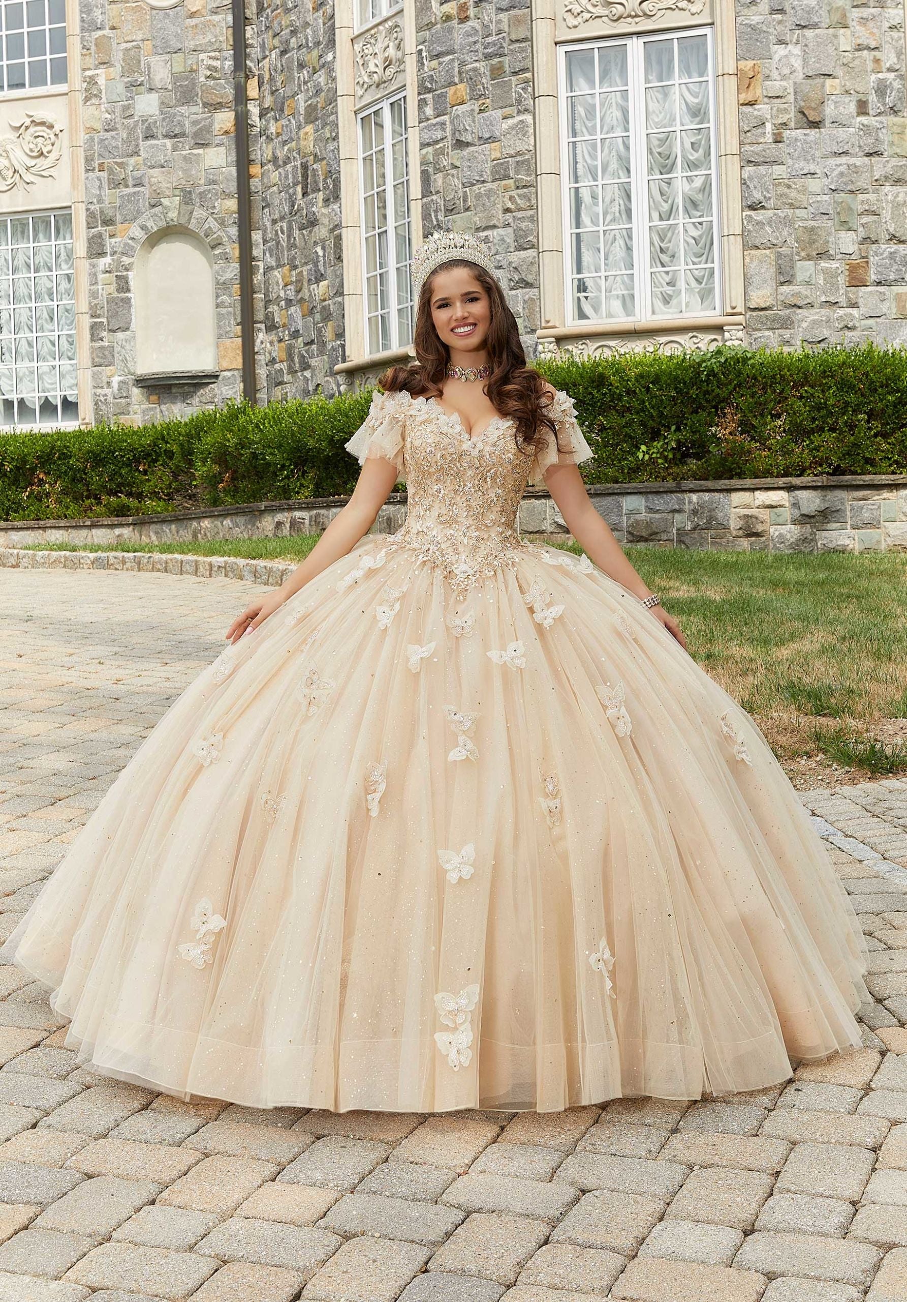 Sweetheart Floor-Length Tulle Quinceañera Ball Gown MGNY Madeline Gardner New York 89404
