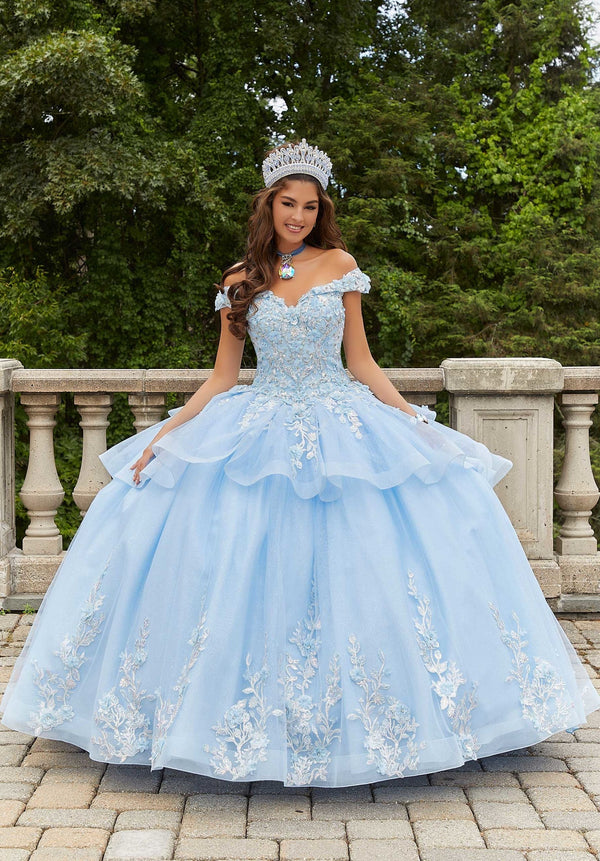 Off-the-Shoulder Floor-Length Tulle Quinceañera Ball Gown MGNY Madeline Gardner New York 89409