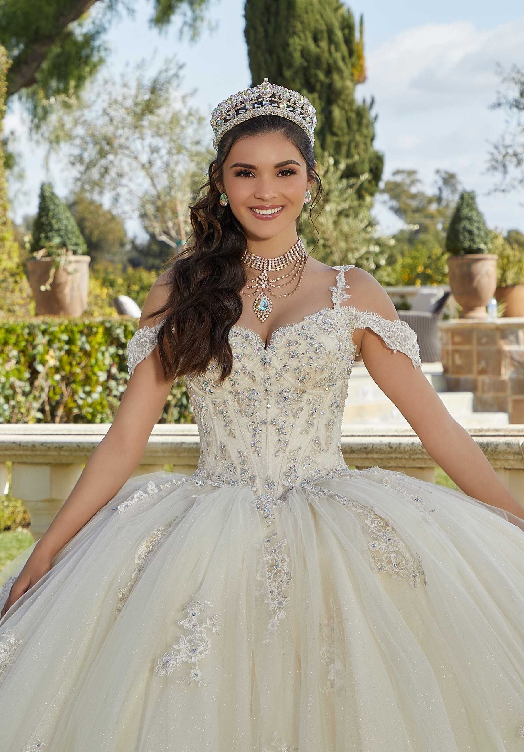 Sweetheart Floor-Length Tulle Quinceañera Ball Gown MGNY Madeline Gardner New York 89422