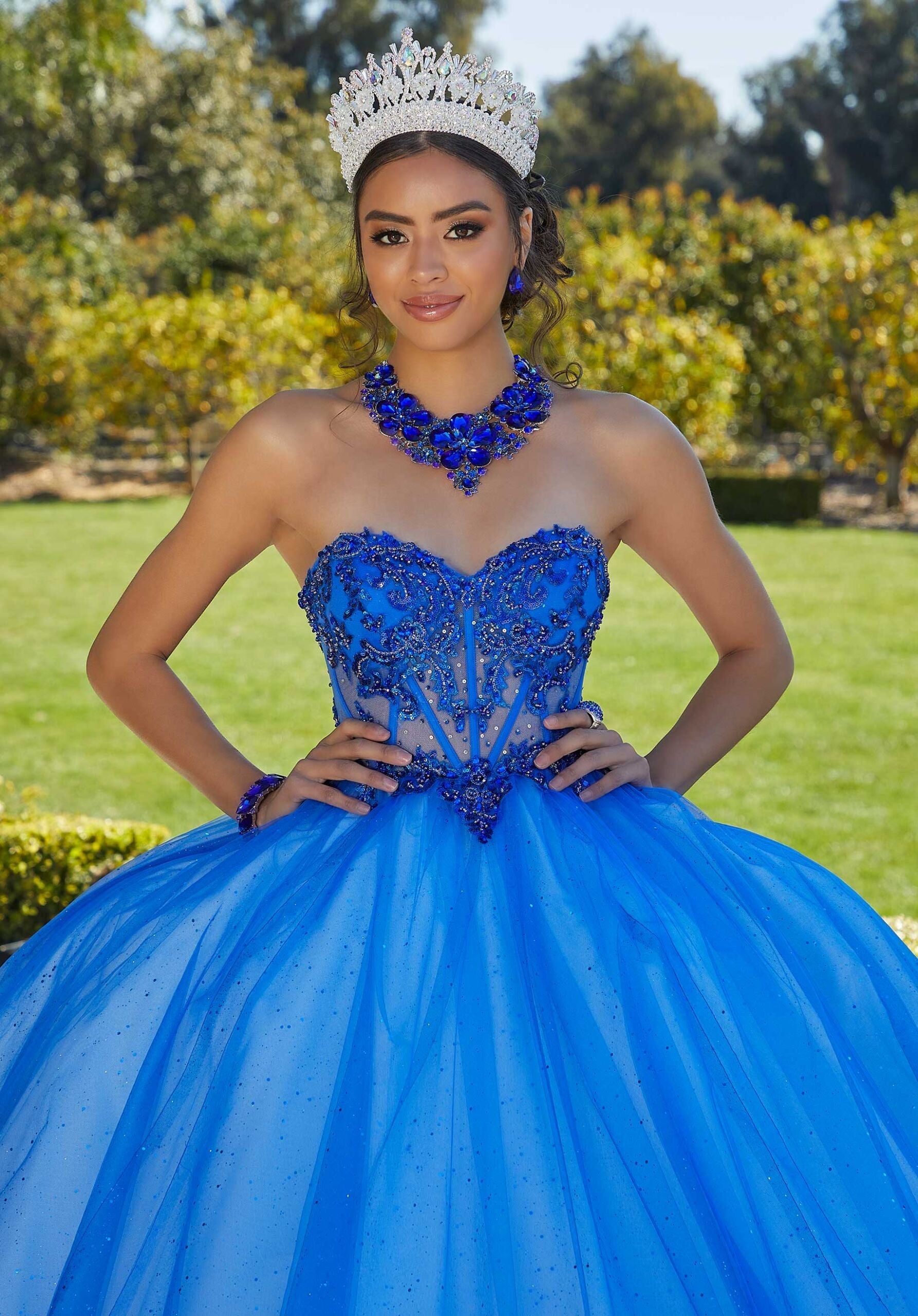 Off-the-Shoulder Floor-Length Tulle Quinceañera Ball Gown MGNY Madeline Gardner New York 89427