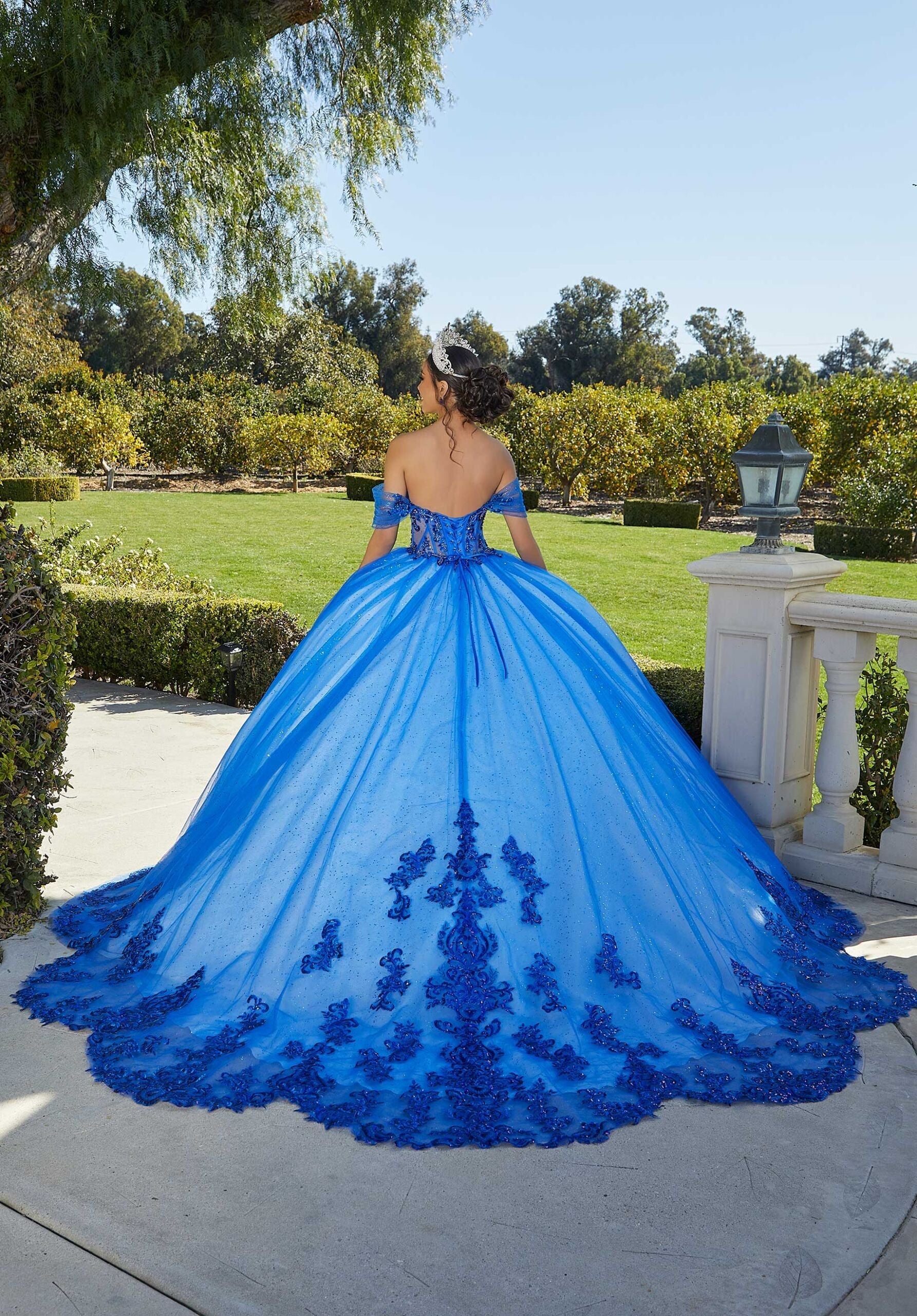 Off-the-Shoulder Floor-Length Tulle Quinceañera Ball Gown MGNY Madeline Gardner New York 89427