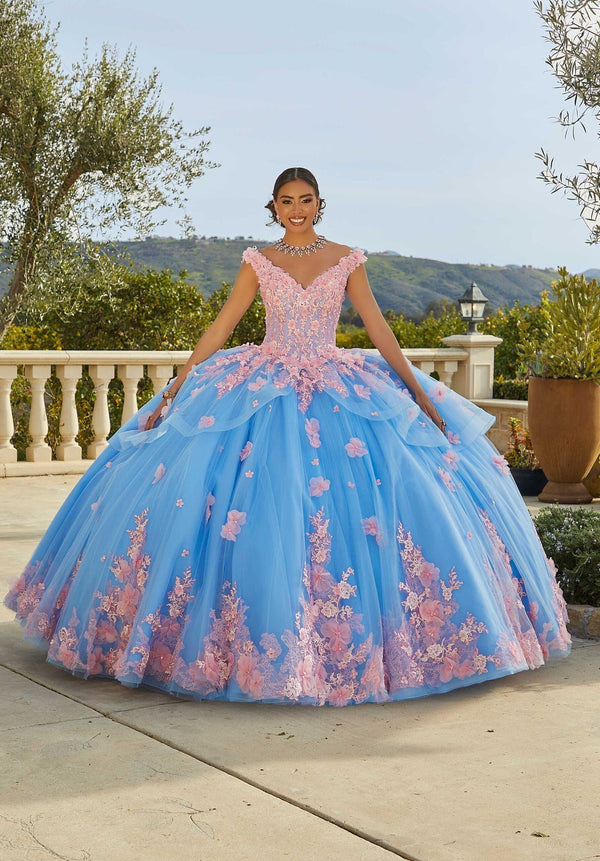 V-Neck Floor-Length Tulle Quinceañera Ball Gown MGNY Madeline Gardner New York 89437