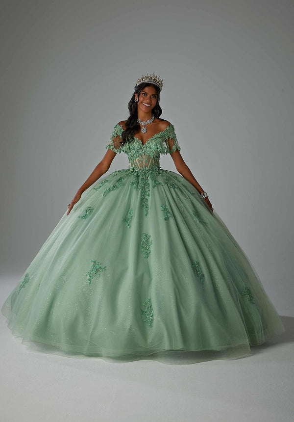 Off-the-Shoulder Floor-Length Tulle Formal Ball Gown MGNY Madeline Gardner New York 89445