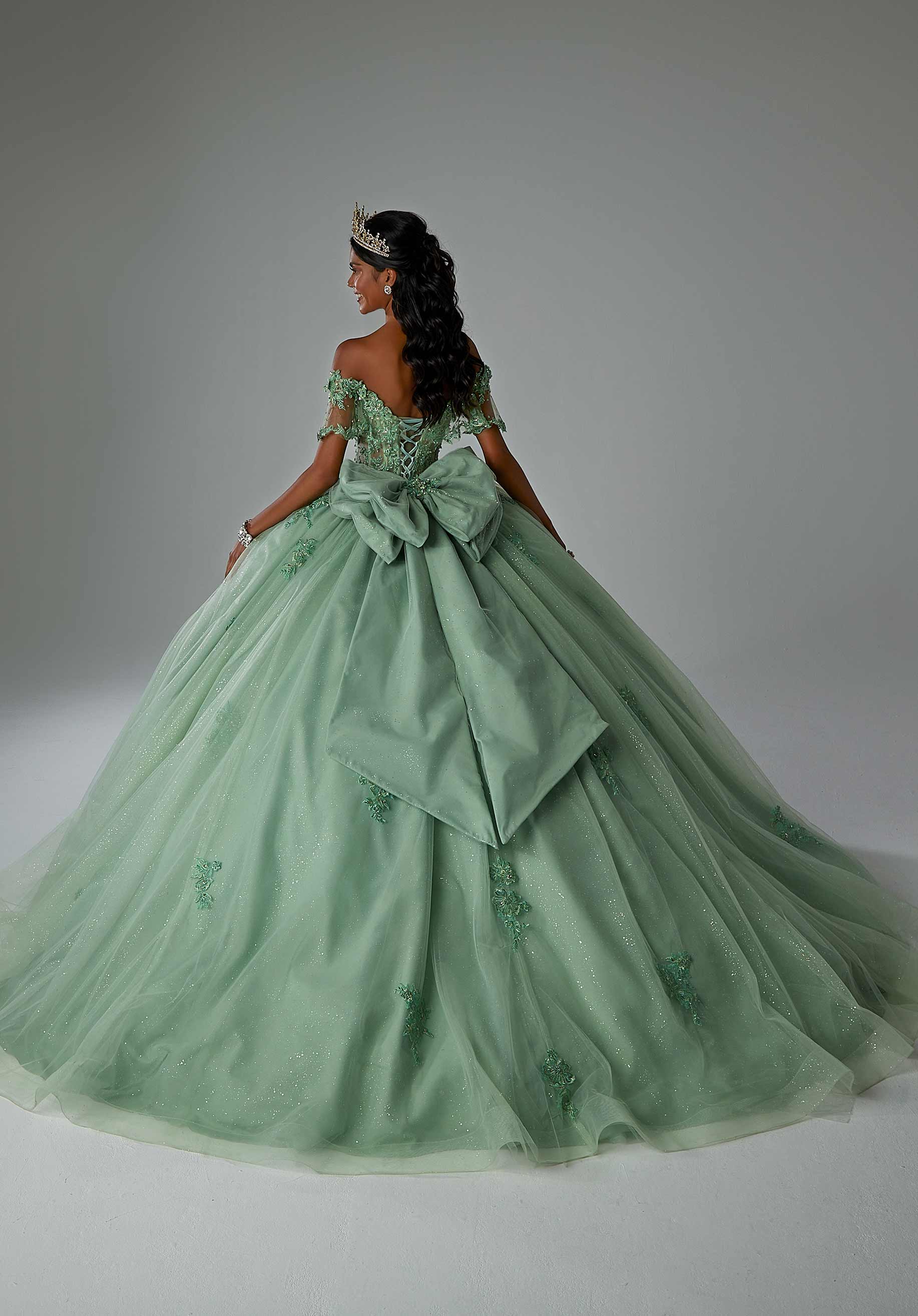 Off-the-Shoulder Floor-Length Tulle Formal Ball Gown MGNY Madeline Gardner New York 89445