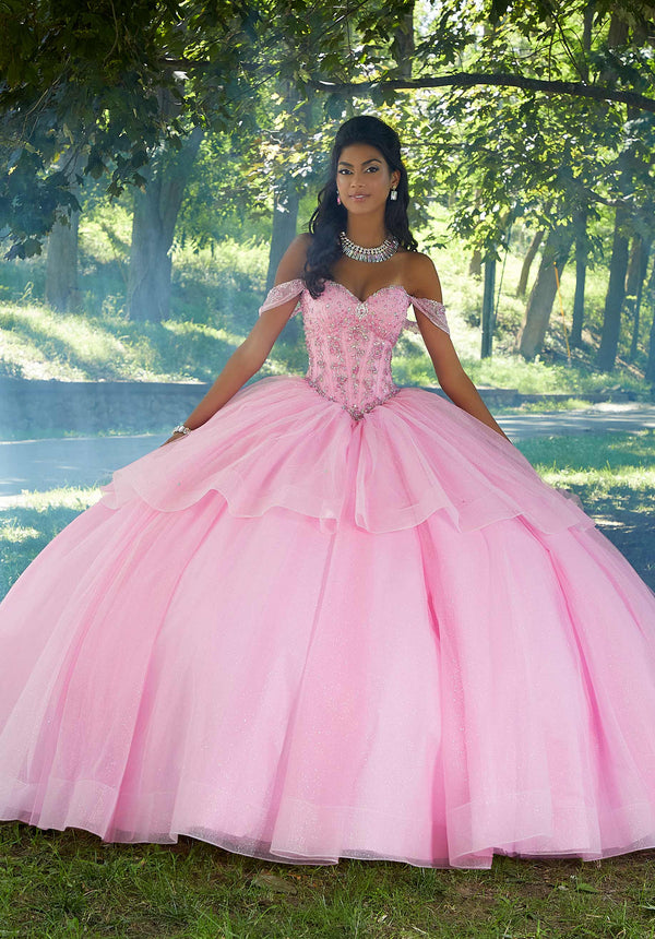 Off-the-Shoulder Floor-Length Tulle Quinceañera Ball Gown MGNY Madeline Gardner New York 89449