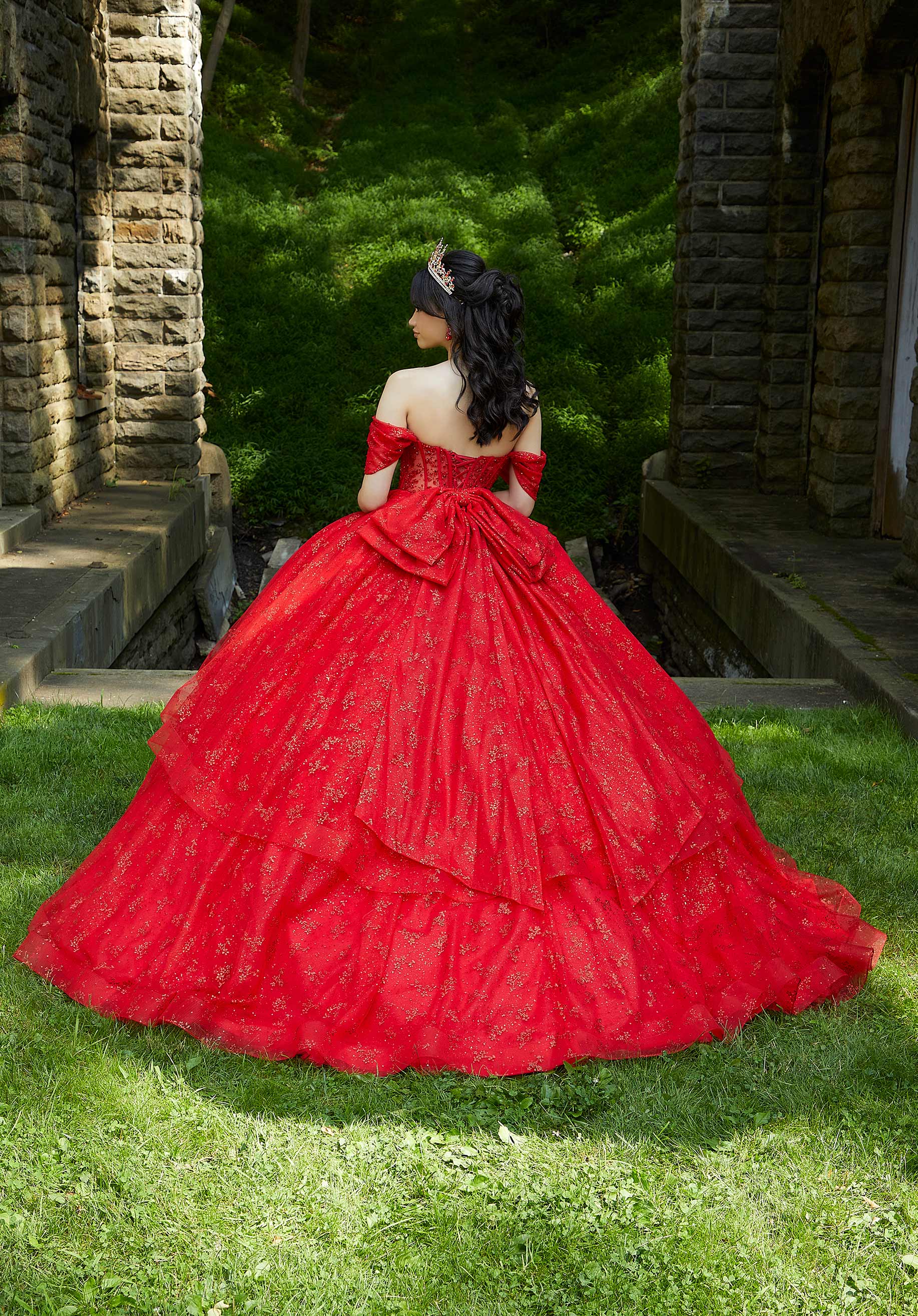 Off-the-Shoulder Floor-Length Tulle Quinceañera Ball Gown MGNY Madeline Gardner New York 89450