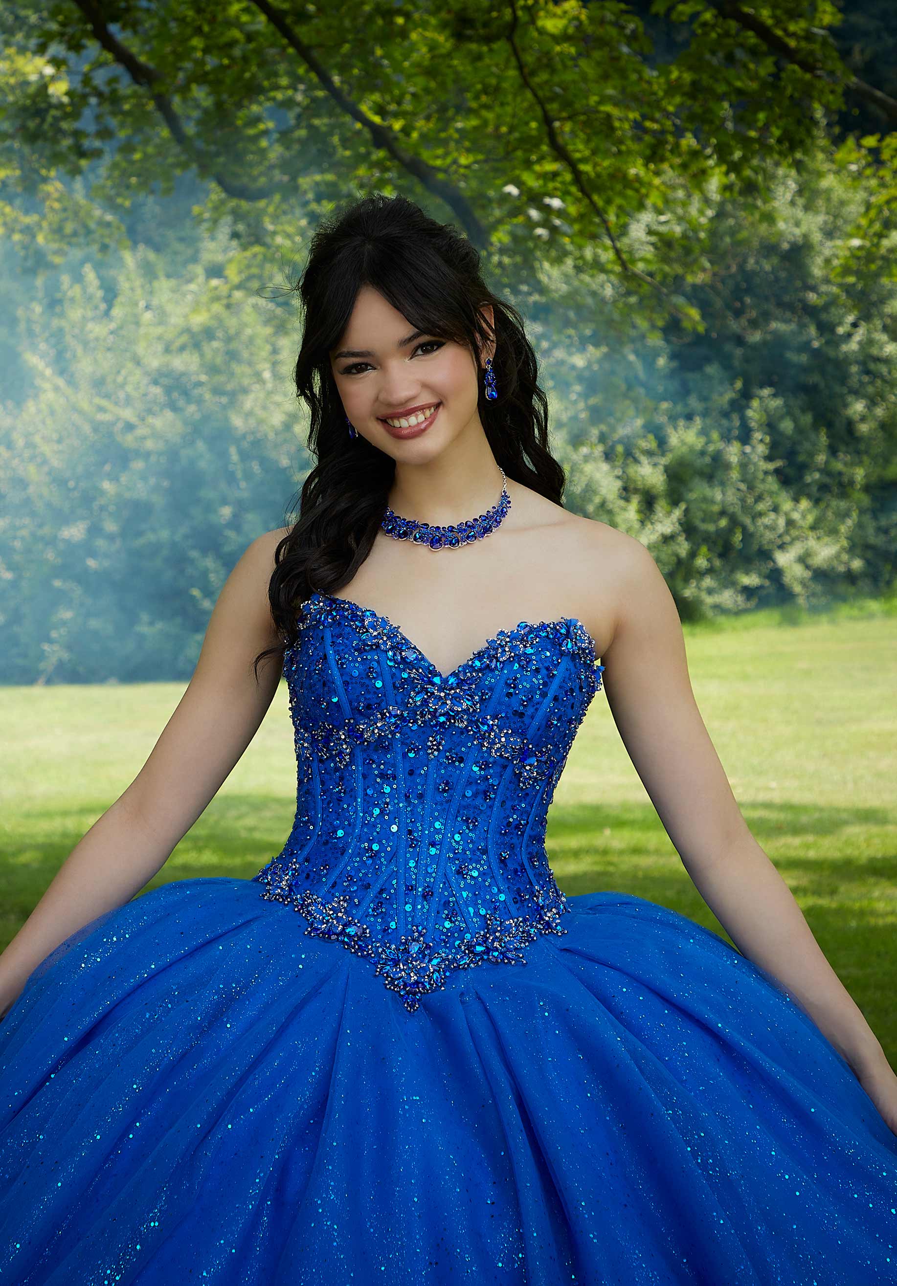 Off-the-Shoulder Floor-Length Tulle Prom Ball Gown MGNY Madeline Gardner New York 89453