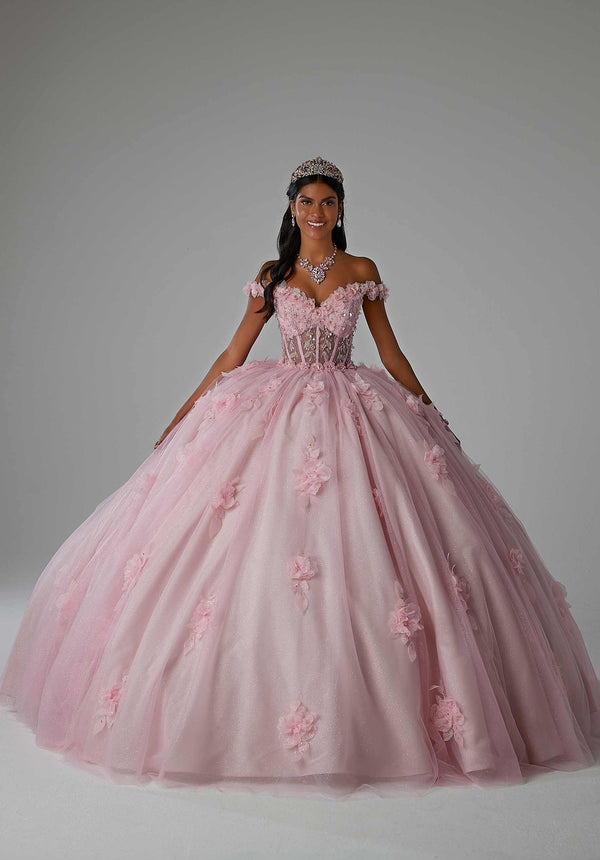 Off-the-Shoulder Floor-Length Tulle Quinceañera Ball Gown MGNY Madeline Gardner New York 89456