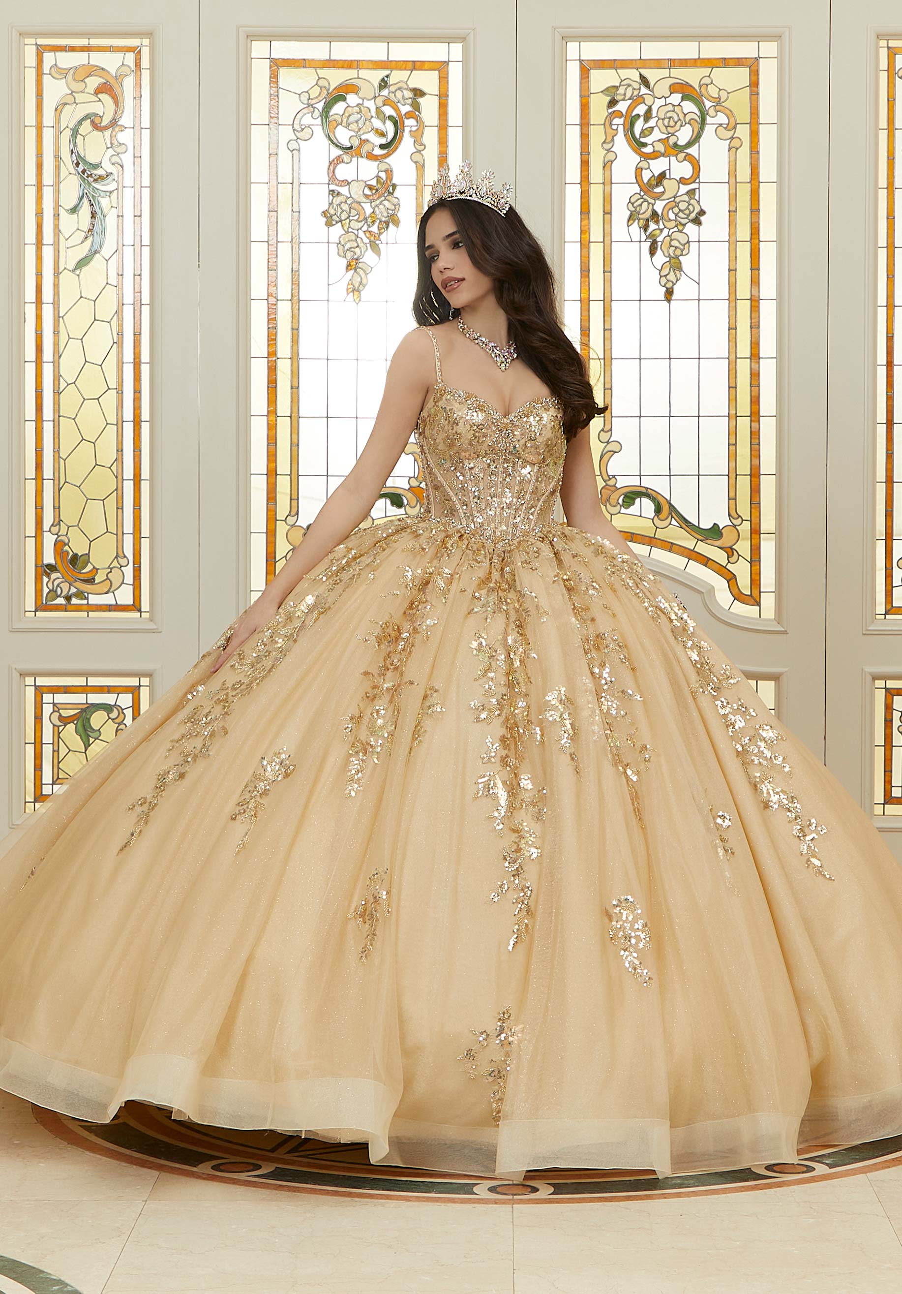 Sweetheart Floor-Length Tulle Quinceañera Ball Gown MGNY Madeline Gardner New York 89472