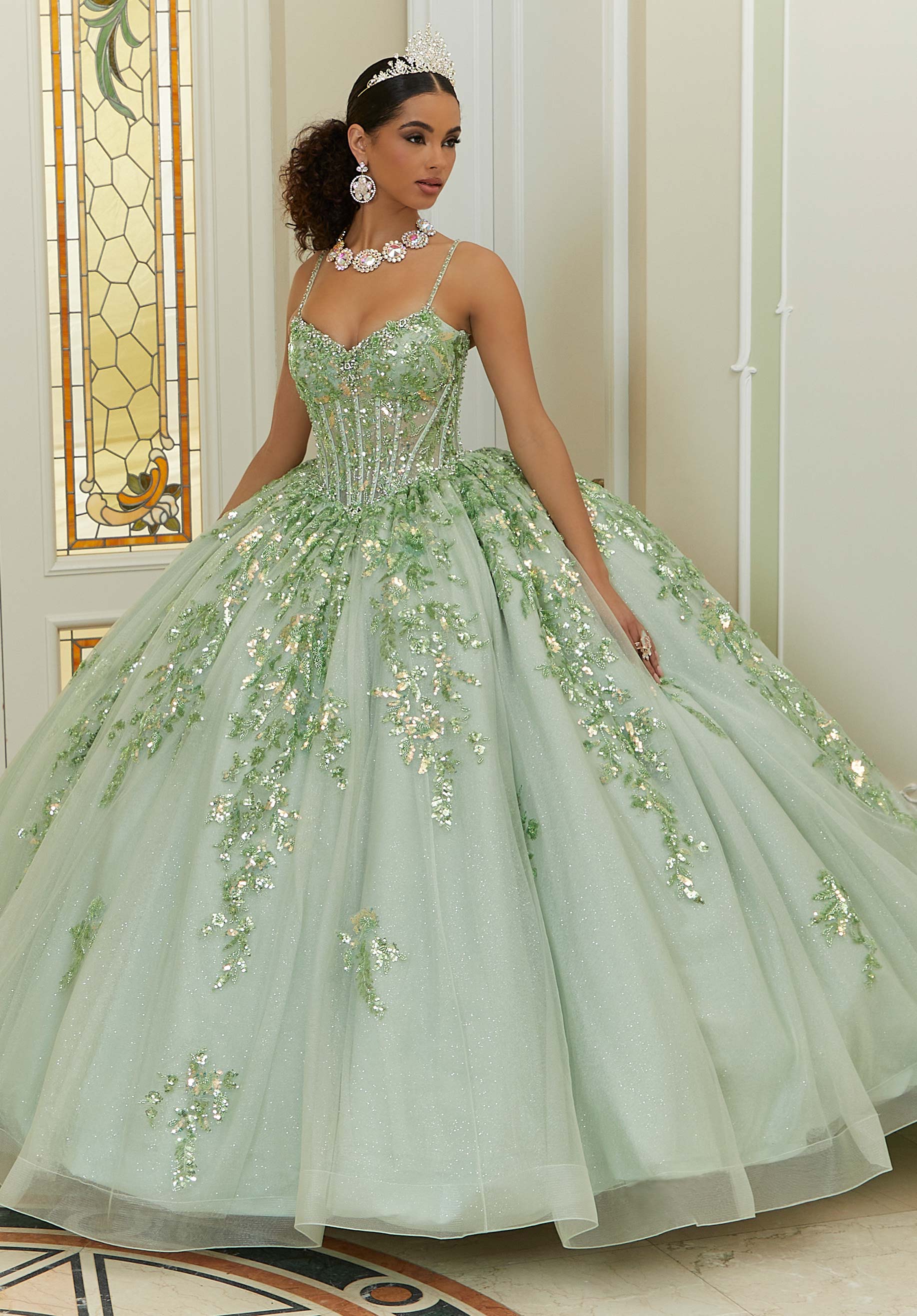 Sweetheart Floor-Length Tulle Quinceañera Ball Gown MGNY Madeline Gardner New York 89472