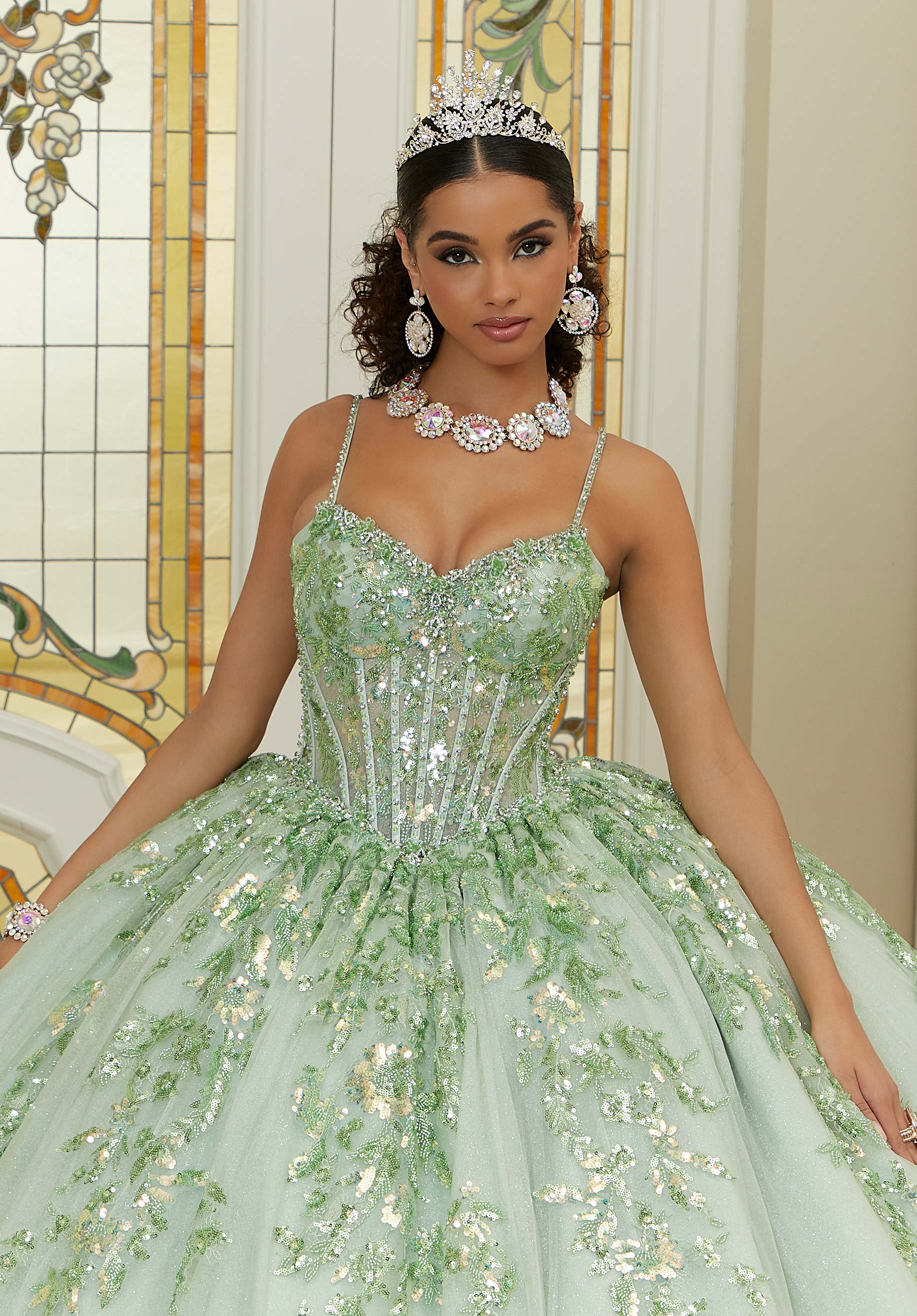 Sweetheart Floor-Length Tulle Quinceañera Ball Gown MGNY Madeline Gardner New York 89472