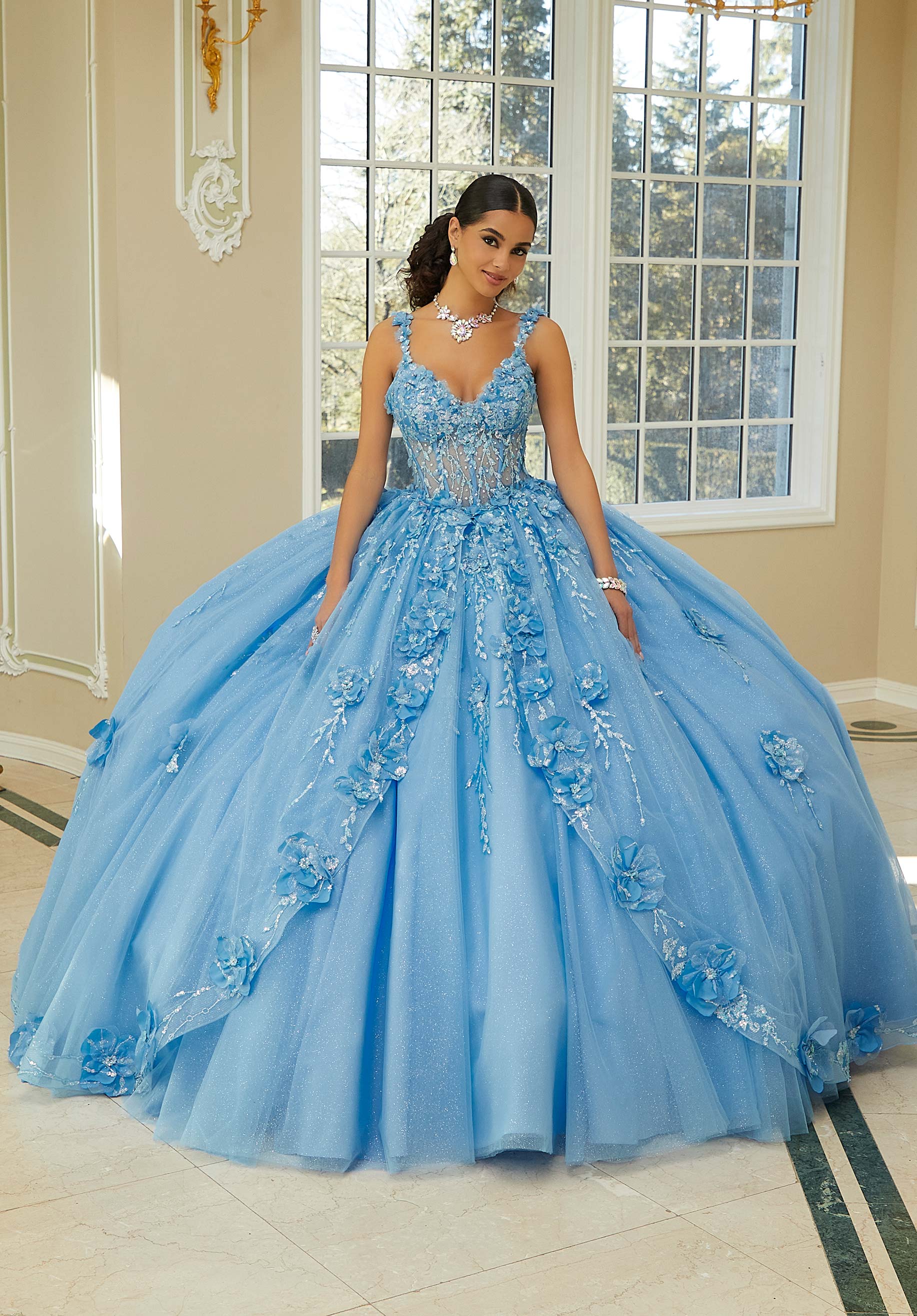 Sweetheart Floor-Length Tulle Quinceañera Ball Gown MGNY 89475