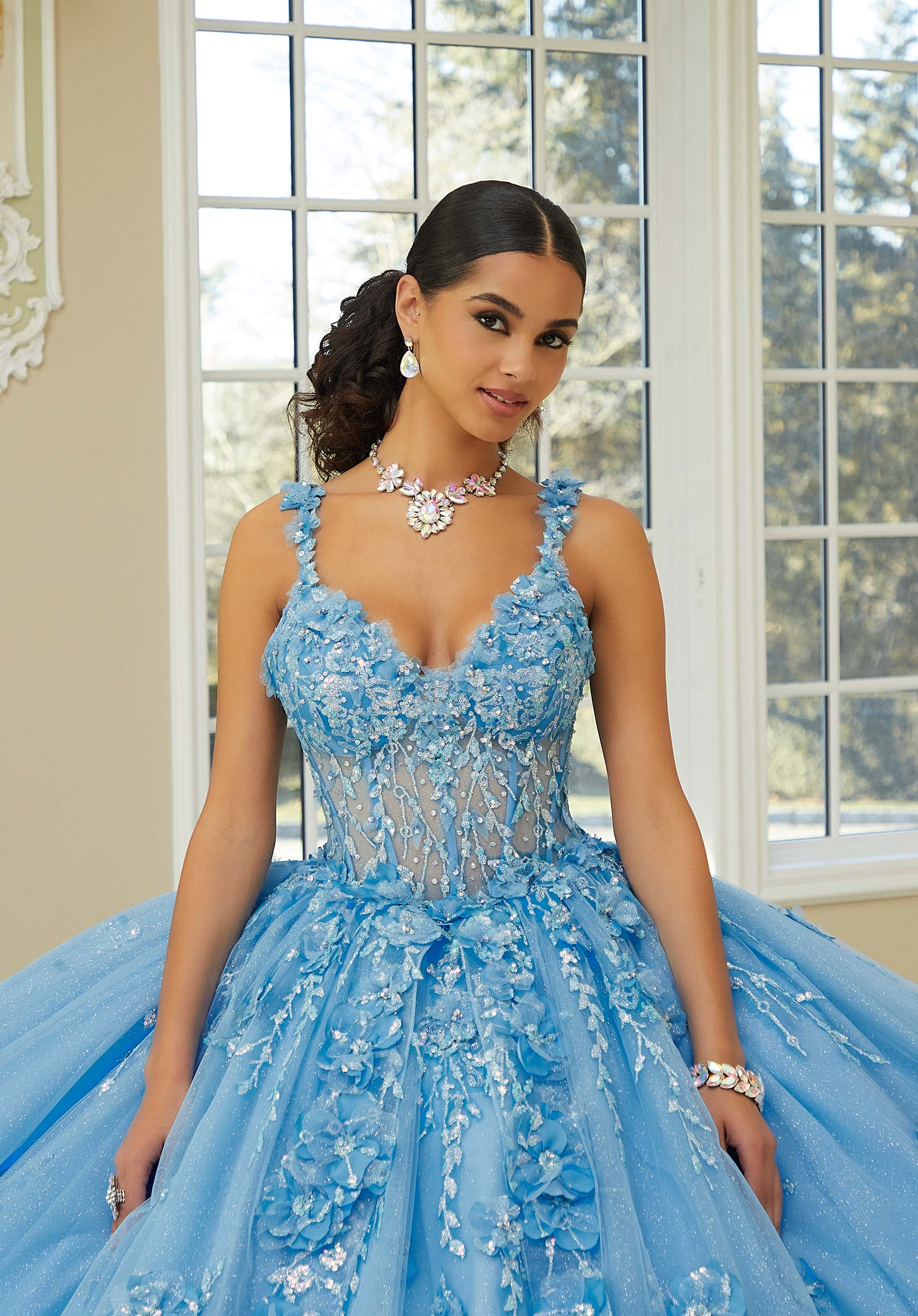 Sweetheart Floor-Length Tulle Quinceañera Ball Gown MGNY 89475