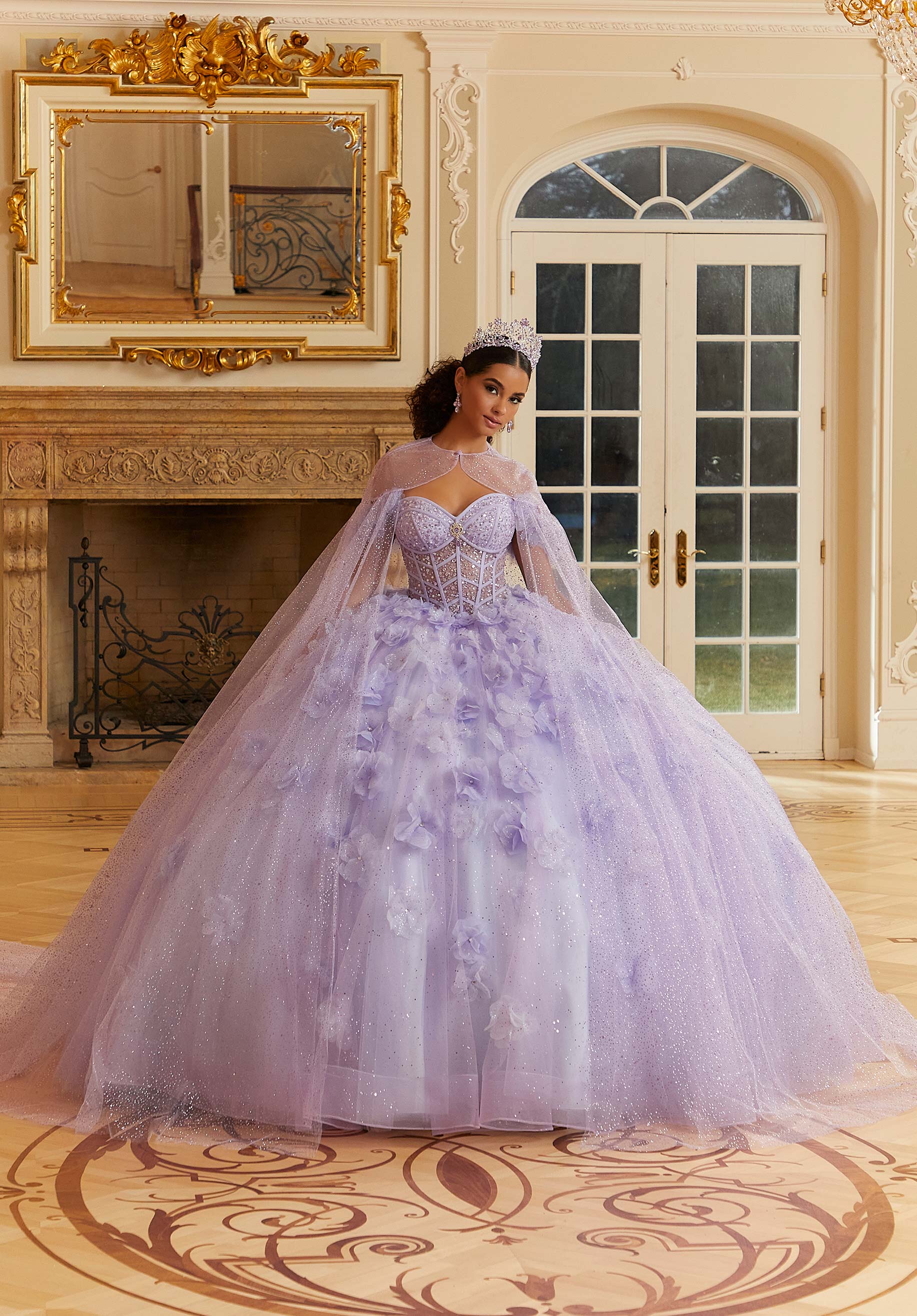 Off-the-Shoulder Floor-Length Tulle Formal Ball Gown MGNY Madeline Gardner New York 89477