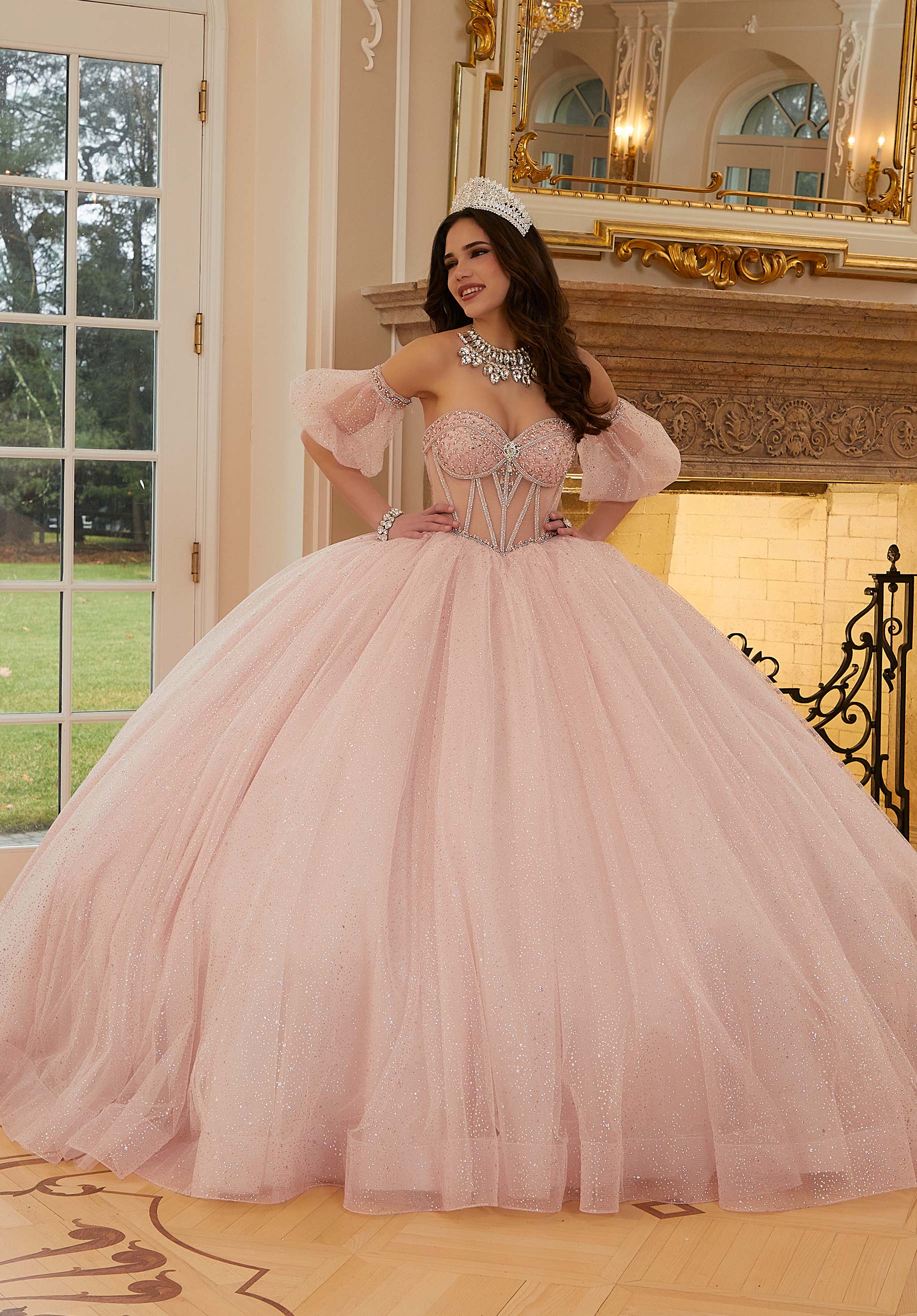 Sweetheart Floor-Length Tulle Quinceañera Ball Gown MGNY Madeline Gardner New York 89479