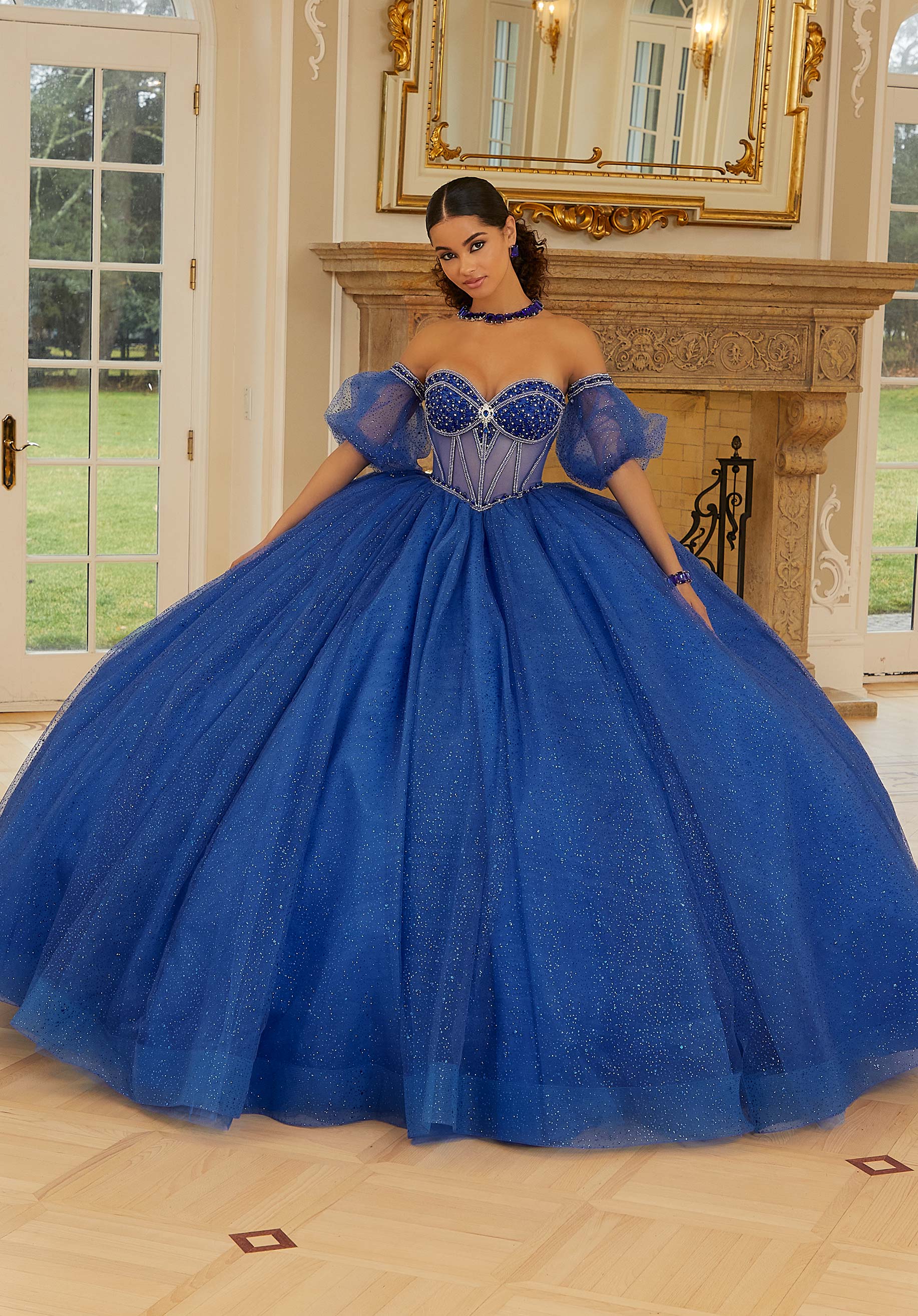 Sweetheart Floor-Length Tulle Quinceañera Ball Gown MGNY Madeline Gardner New York 89479