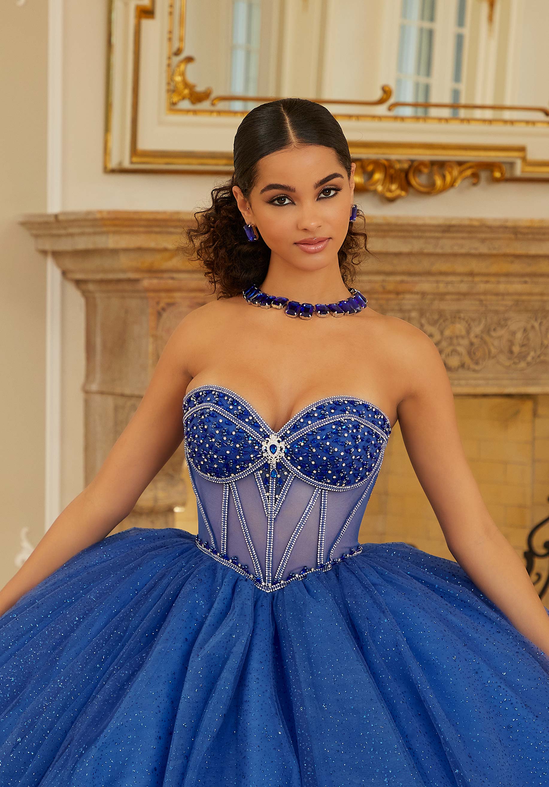 Sweetheart Floor-Length Tulle Quinceañera Ball Gown MGNY Madeline Gardner New York 89479
