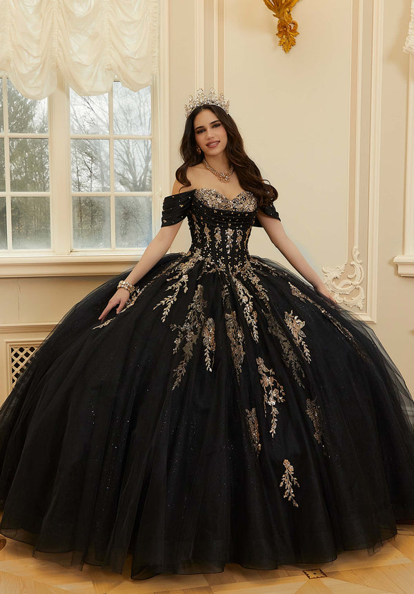 Off-the-Shoulder Floor-Length Tulle Formal Ball Gown MGNY Madeline Gardner New York 89481