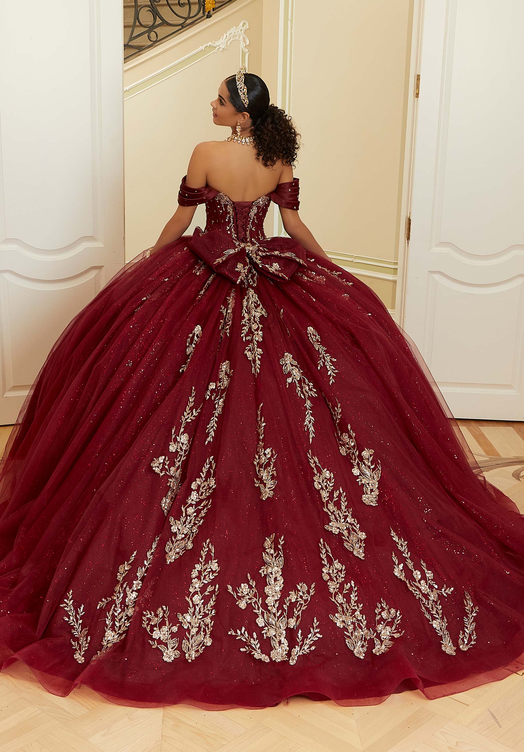 Off-the-Shoulder Floor-Length Tulle Formal Ball Gown MGNY Madeline Gardner New York 89481