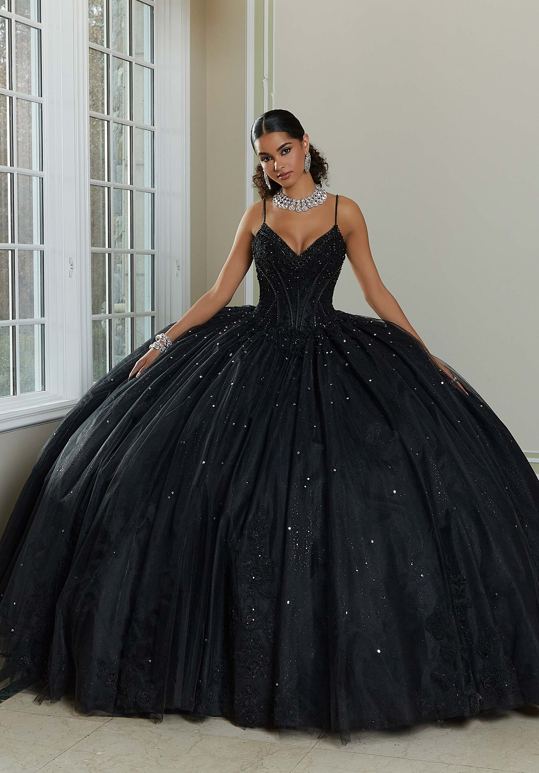 Sweetheart Floor-Length Tulle Quinceañera Ball Gown MGNY Madeline Gardner New York 89482