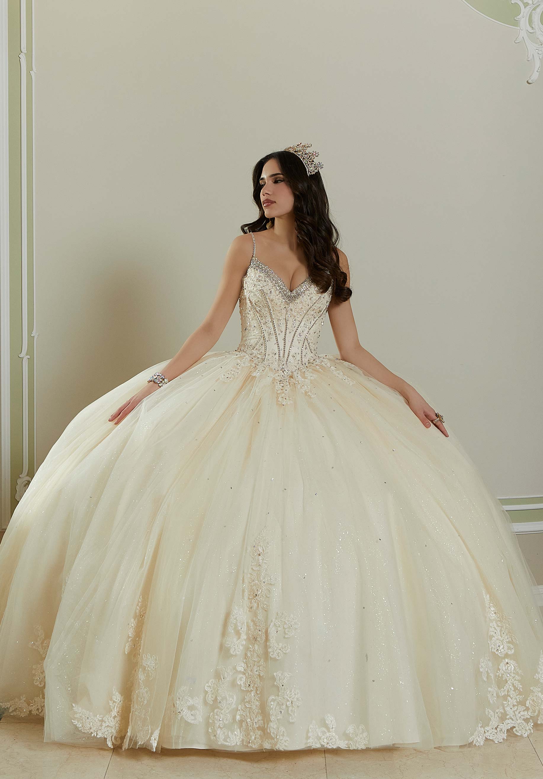 Sweetheart Floor-Length Tulle Quinceañera Ball Gown MGNY Madeline Gardner New York 89482