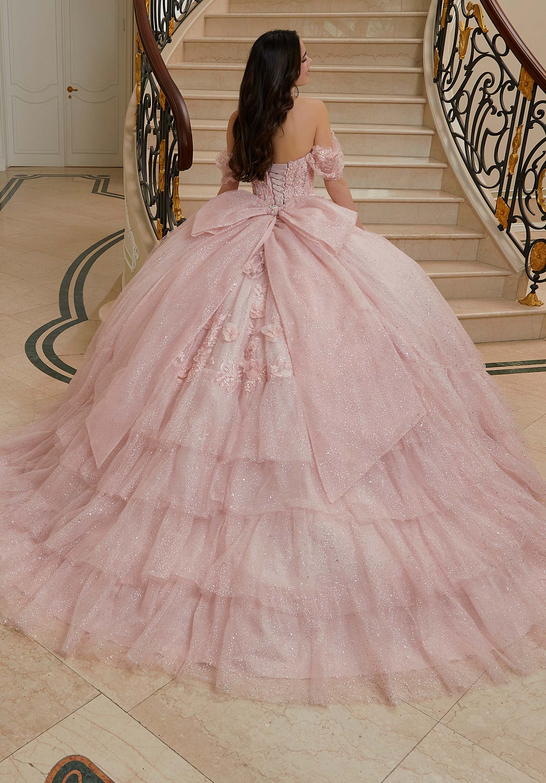 Off-the-Shoulder Floor-Length Tulle Quinceañera Ball Gown MGNY Madeline Gardner New York 89483