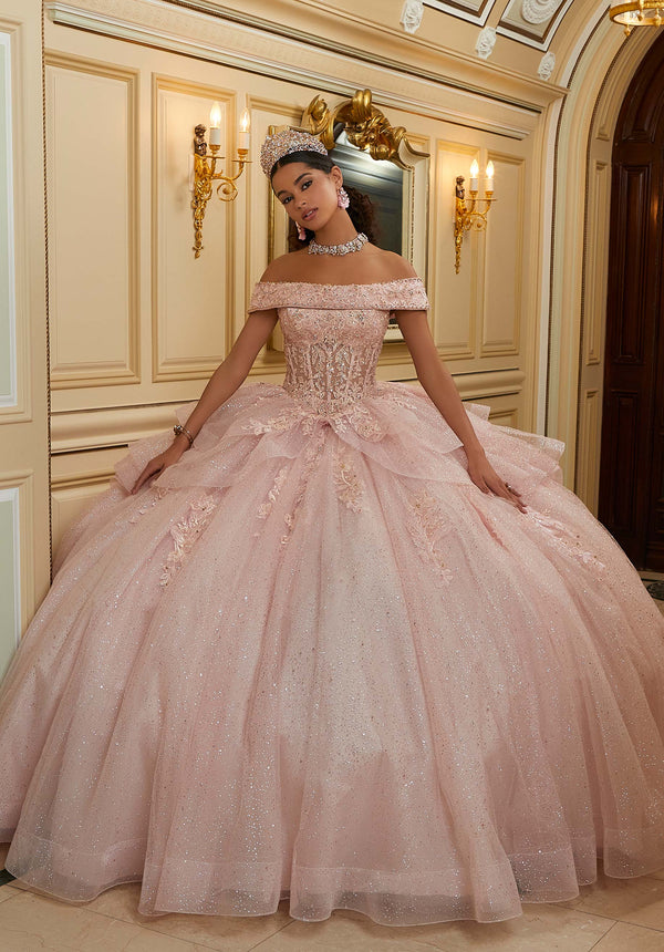 Off-the-Shoulder Floor-Length Tulle Quinceañera Ball Gown MGNY Madeline Gardner New York 89485