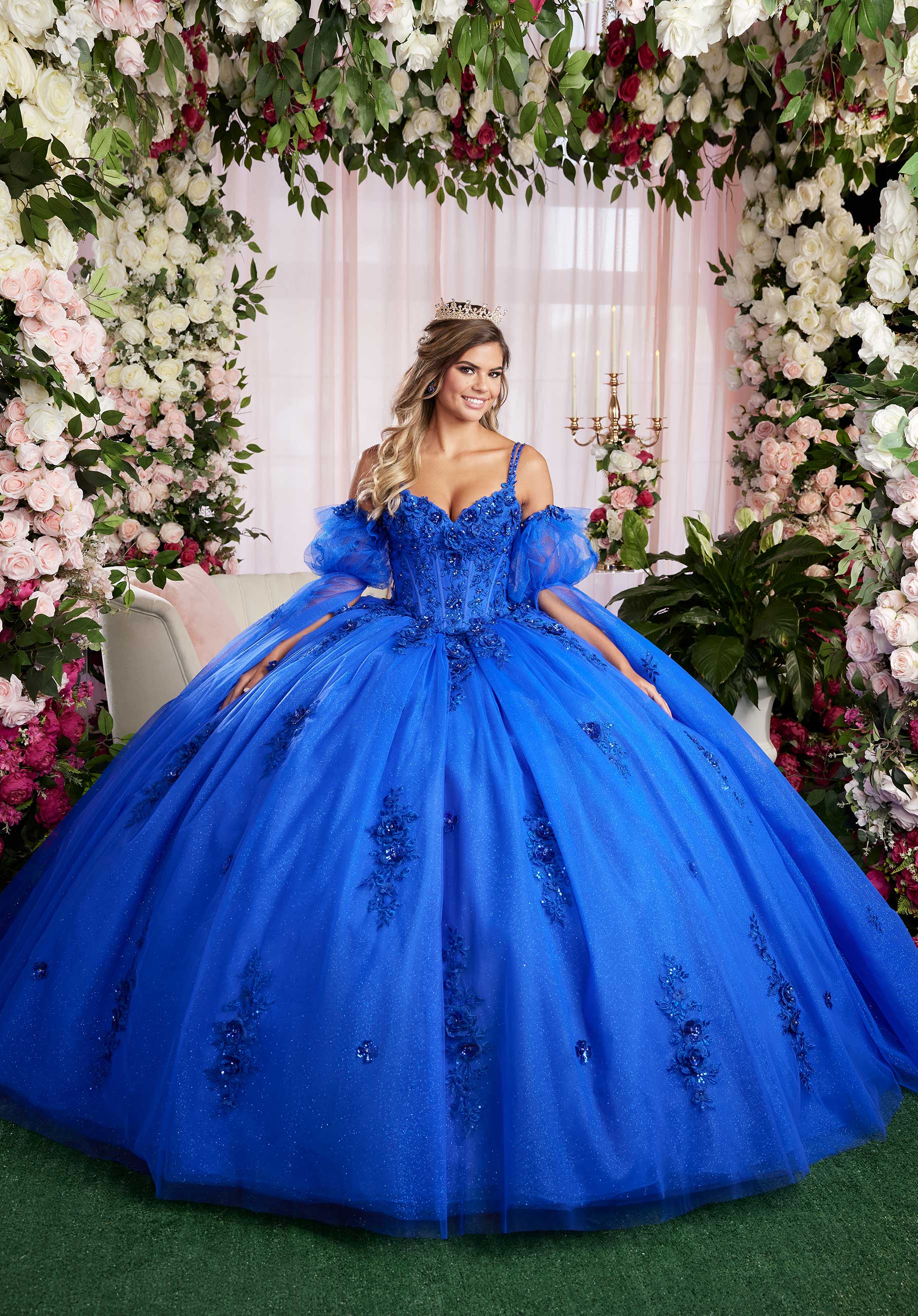 MGNY Madeline Gardner New York 89504 Long Glitter Ball Gown Corset Quinceanera Dress