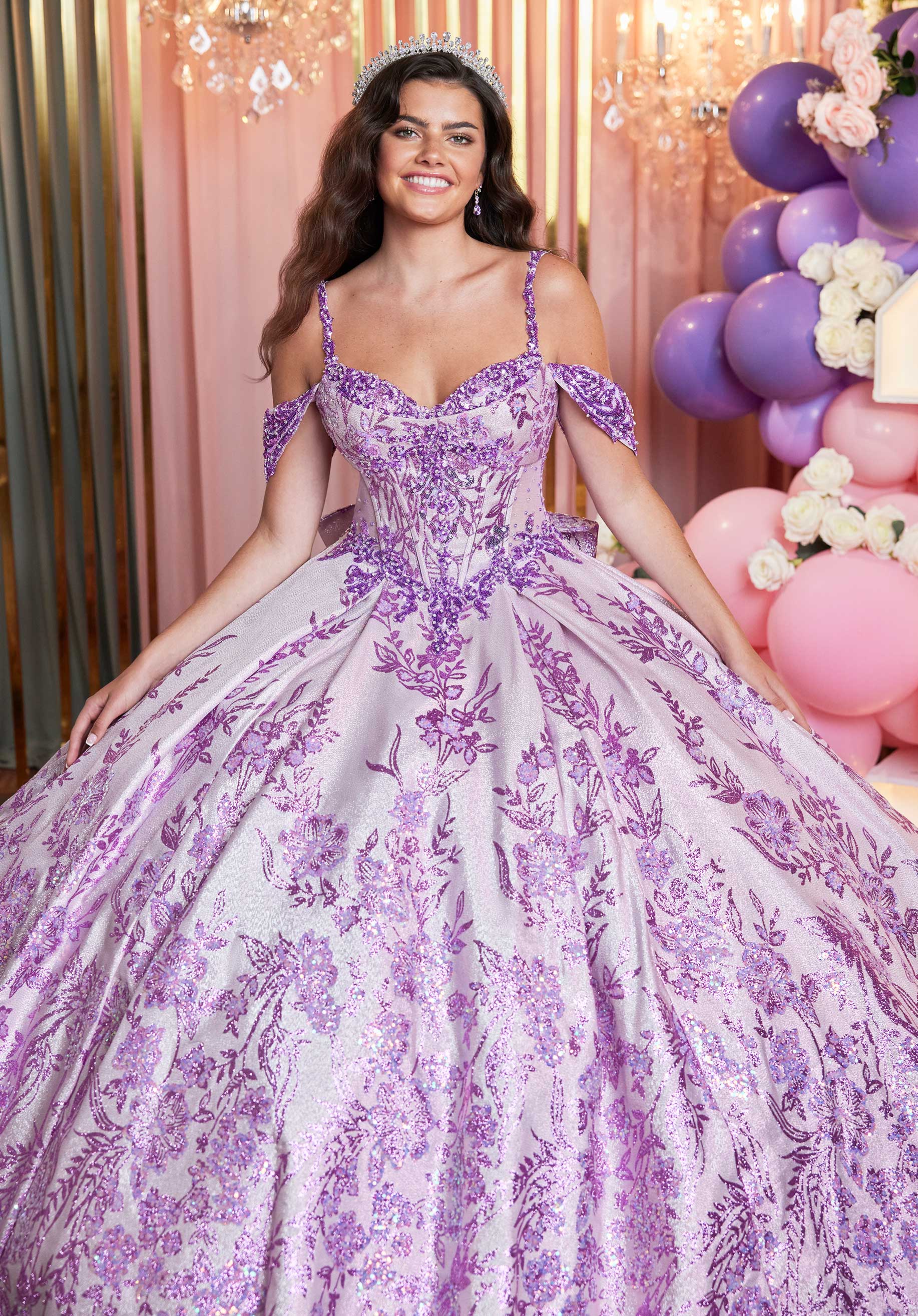 Quinceniera Dresses Quinceanera Dress Metallic Long Ball Gown Purple