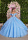 Quinceniera Dresses Long Beaded Quinceanera Dress Tiered Ball Gown French Blue