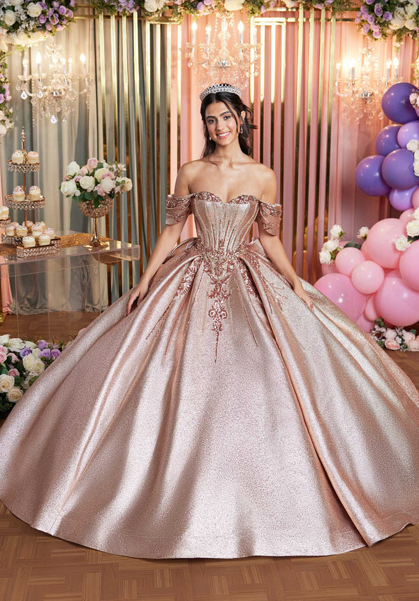 MGNY Madeline Gardner New York 89519 Long Metallic Ball Gown Quinceanera Dress