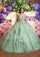 Quinceniera Dresses Long Quinceanera Dress Glitter Corset Ball Gown Sage