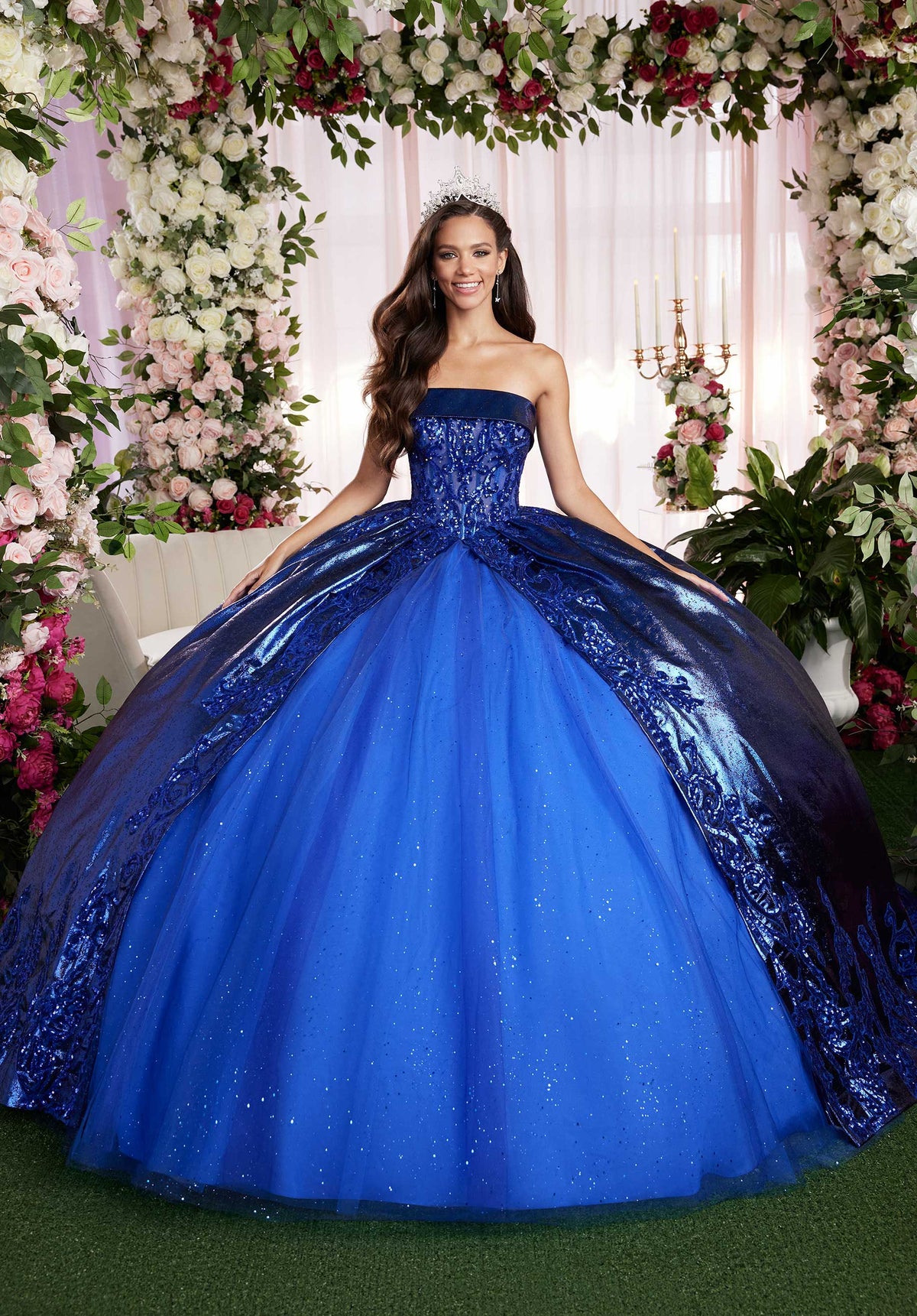 Quinceniera Dresses Sweet 16 Long Metallic Quinceanera Dress Regal Royal