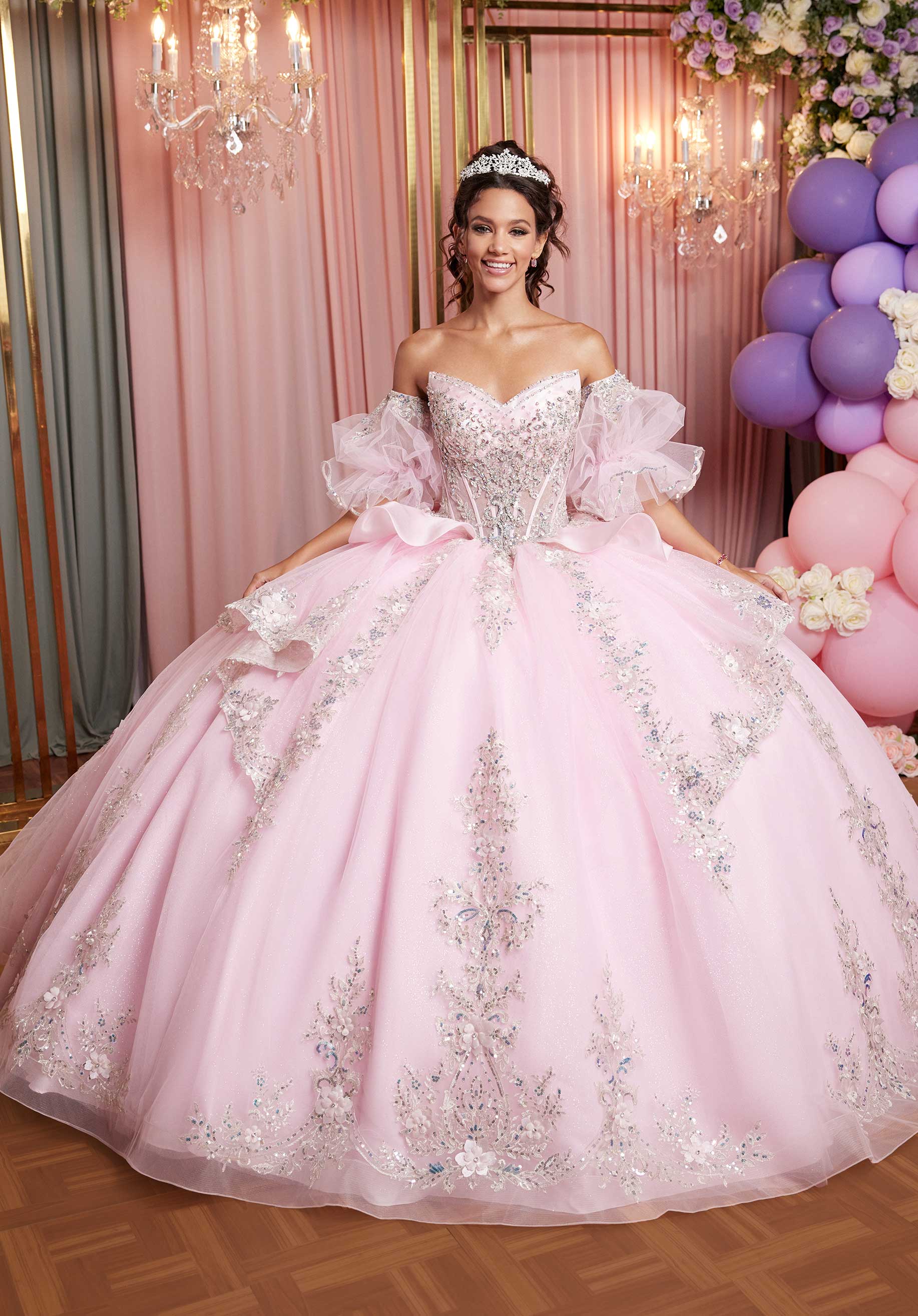 MGNY Madeline Gardner New York 89526 Long Peplum Tiered Quinceaera Dr The Dress Outlet MGNY Madeline Gardner New York 89526 Long Peplum Tiered Quinceaera Dr The Dress Outlet