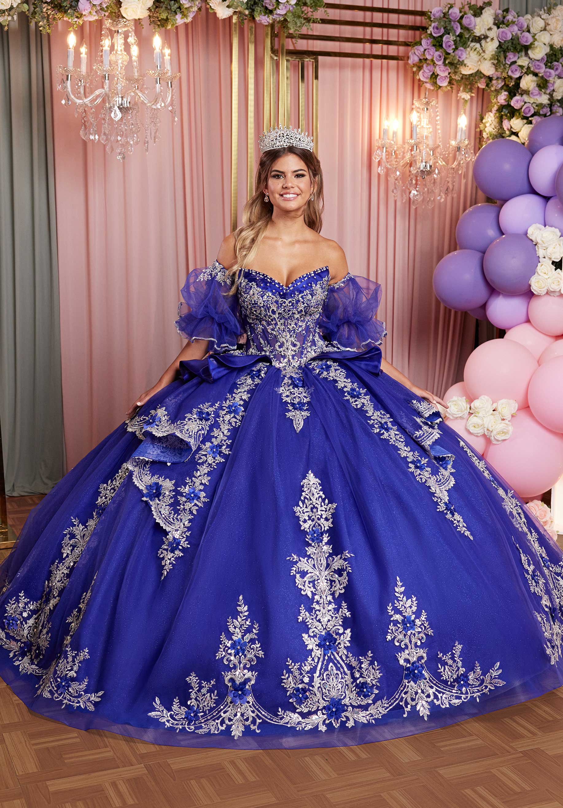 open lace back dress Floral Smocked Peplum Tiered Midi Dress-Blue main image 1