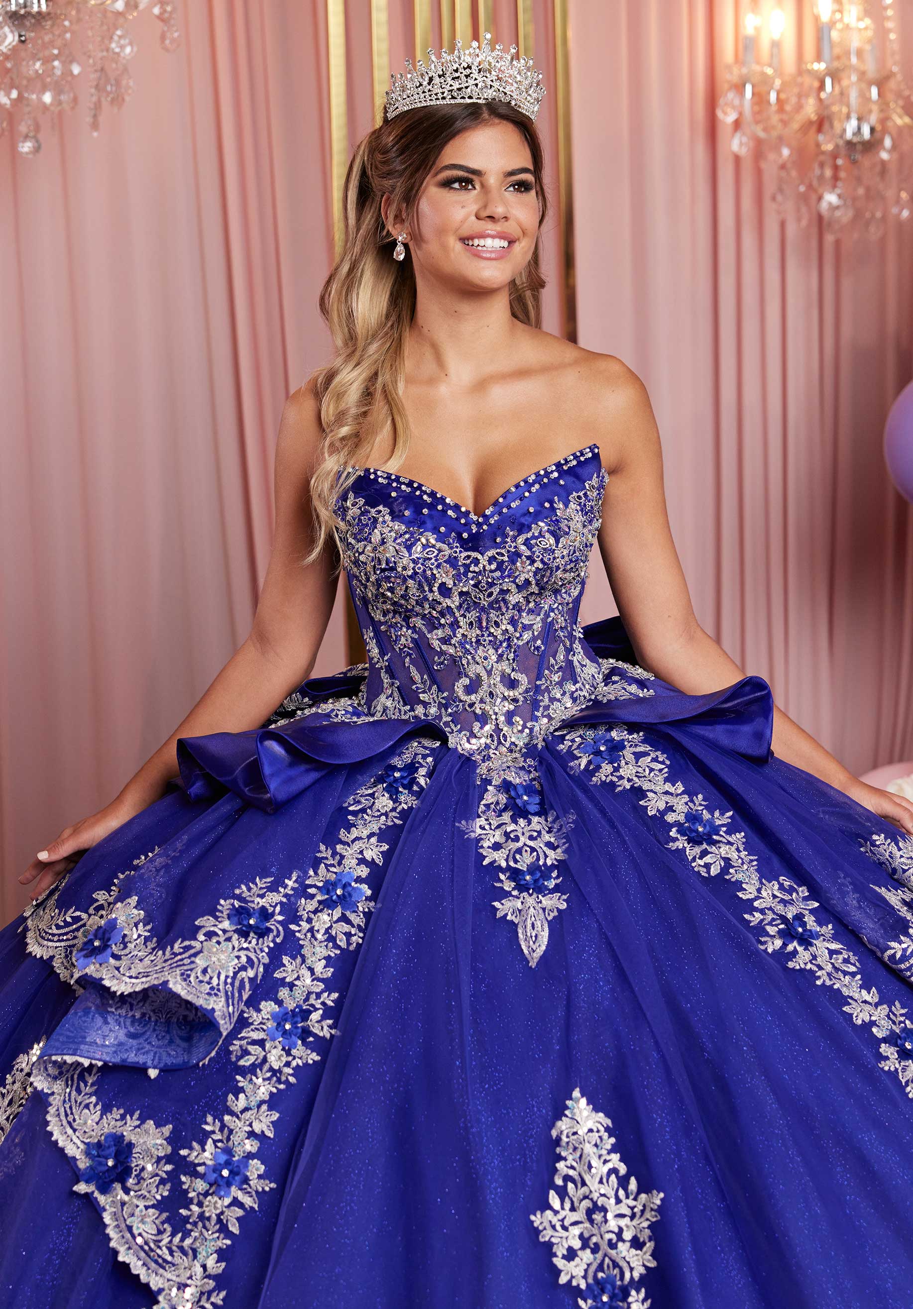 Quinceniera Dresses Long Peplum Tiered Quinceañera Dress Royple