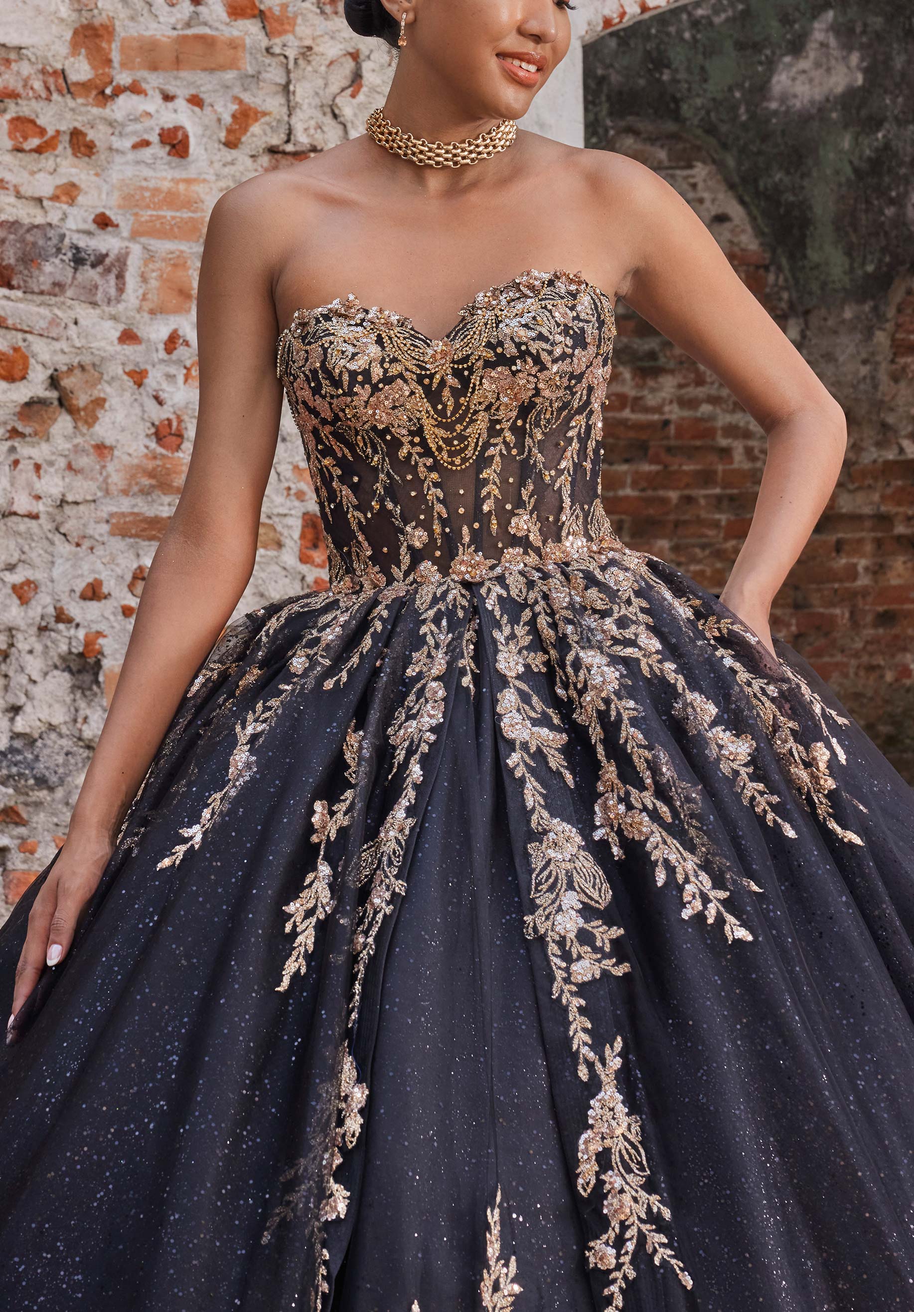 Off-the-Shoulder Floor-Length Tulle Quinceañera Ball Gown MGNY Madeline Gardner New York 89534