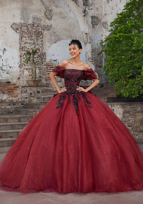 Off-the-Shoulder Floor-Length Tulle Formal Ball Gown MGNY Madeline Gardner New York 89535