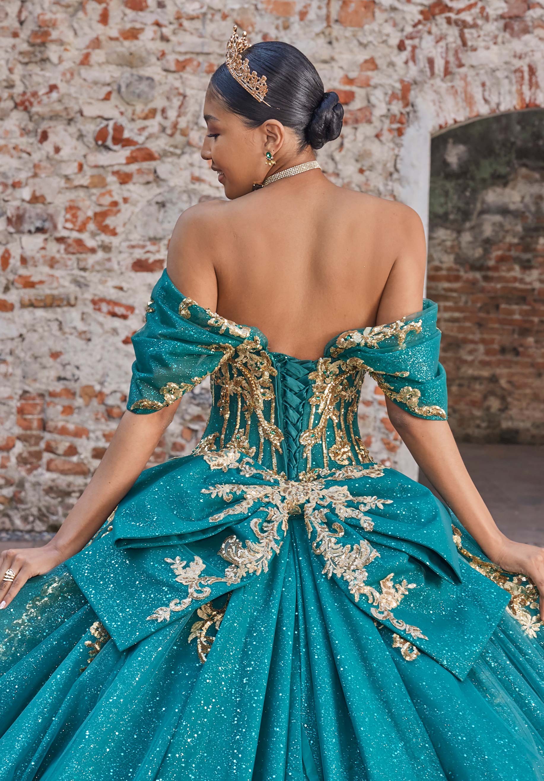 Off-the-Shoulder Floor-Length Tulle Formal Ball Gown MGNY Madeline Gardner New York 89535
