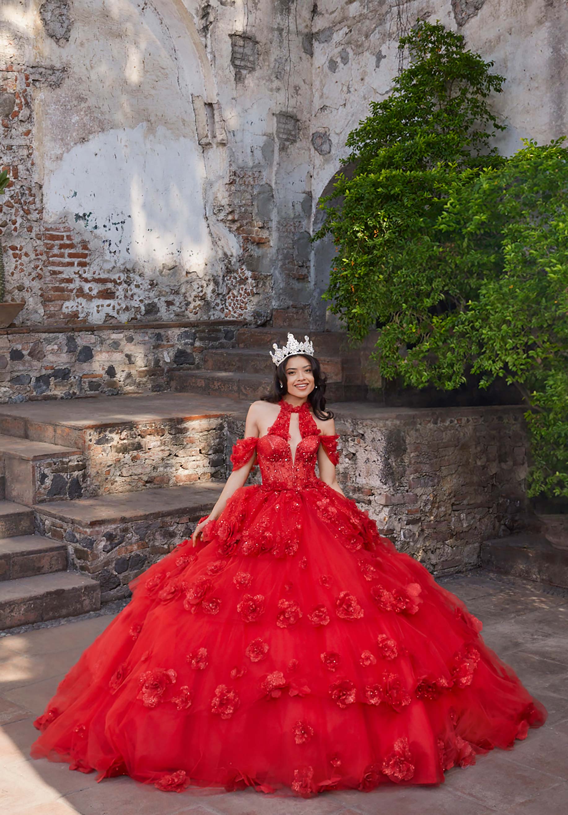 Off-the-Shoulder Floor-Length Tulle Quinceañera Ball Gown MGNY Madeline Gardner New York 89538