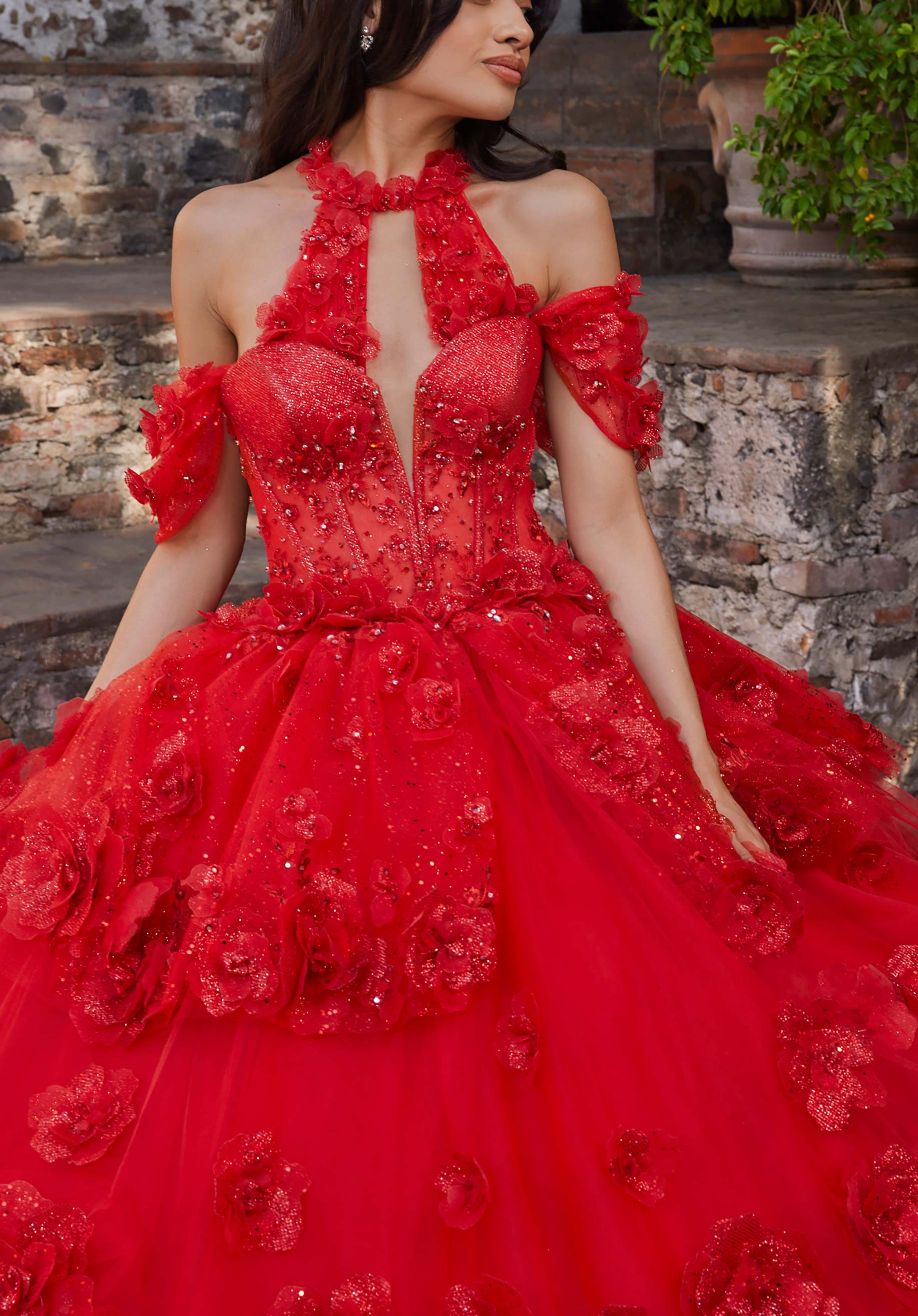 Off-the-Shoulder Floor-Length Tulle Quinceañera Ball Gown MGNY Madeline Gardner New York 89538