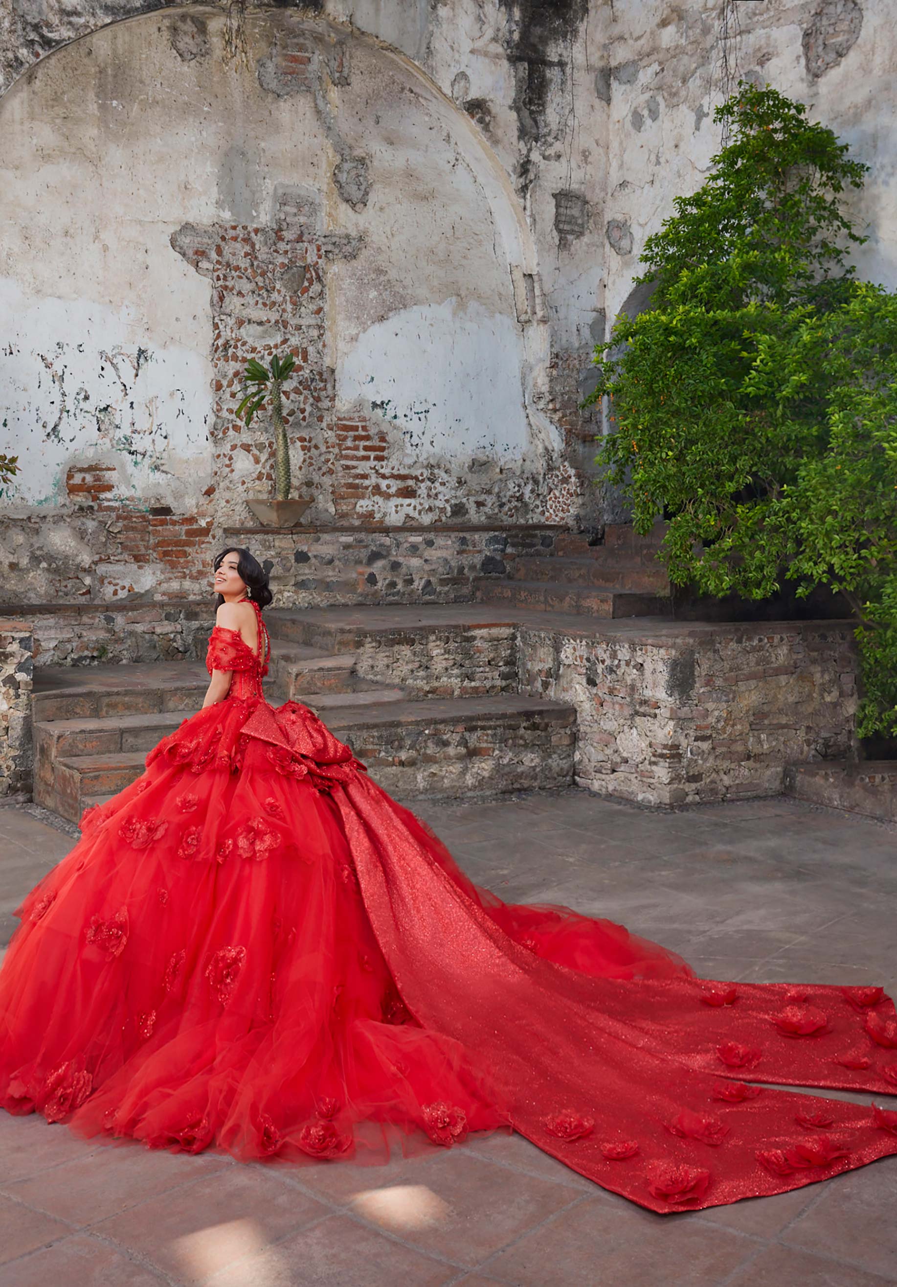 Off-the-Shoulder Floor-Length Tulle Quinceañera Ball Gown MGNY Madeline Gardner New York 89538