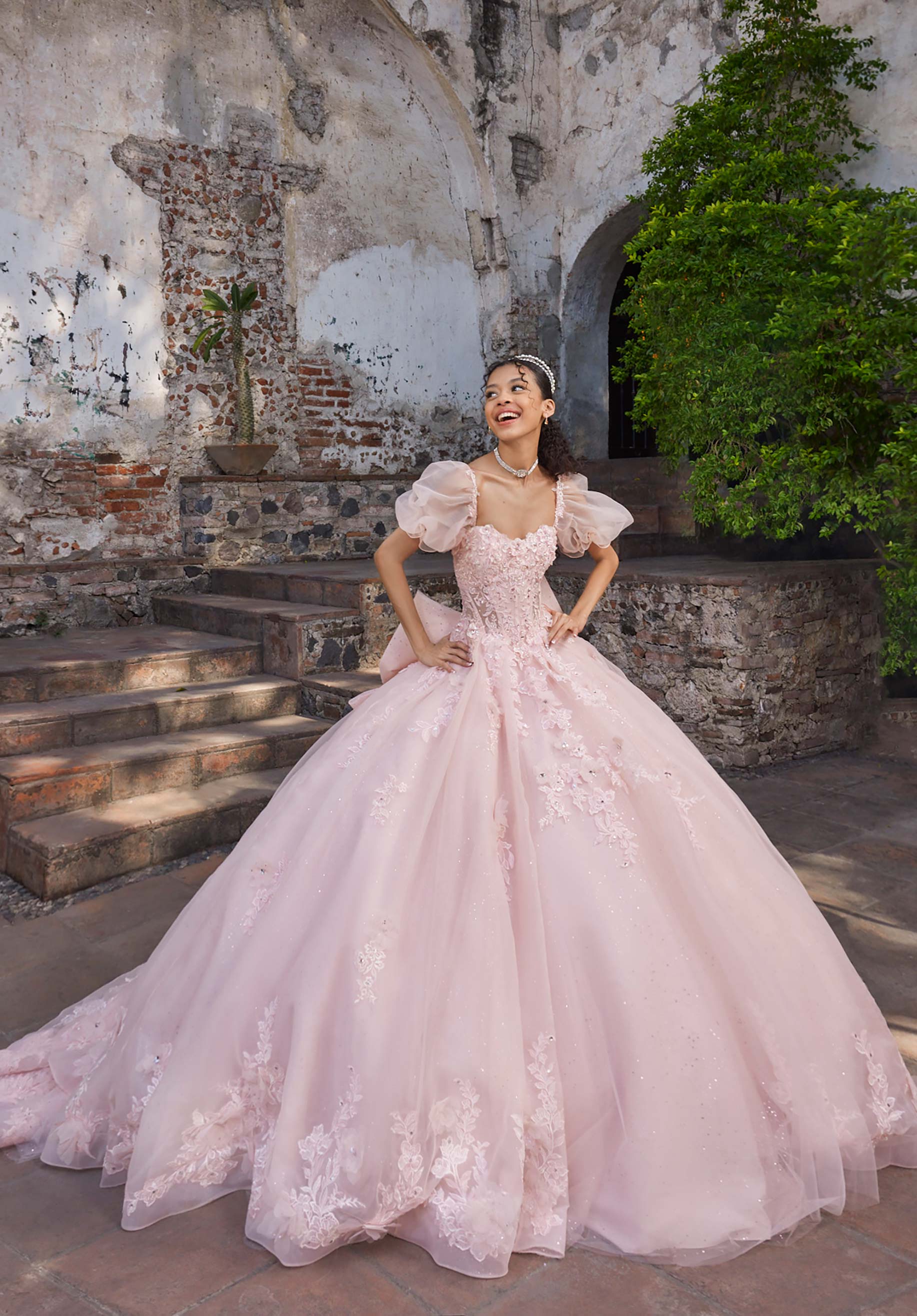 Off-the-Shoulder Floor-Length Tulle Quinceañera Ball Gown MGNY Madeline Gardner New York 89542